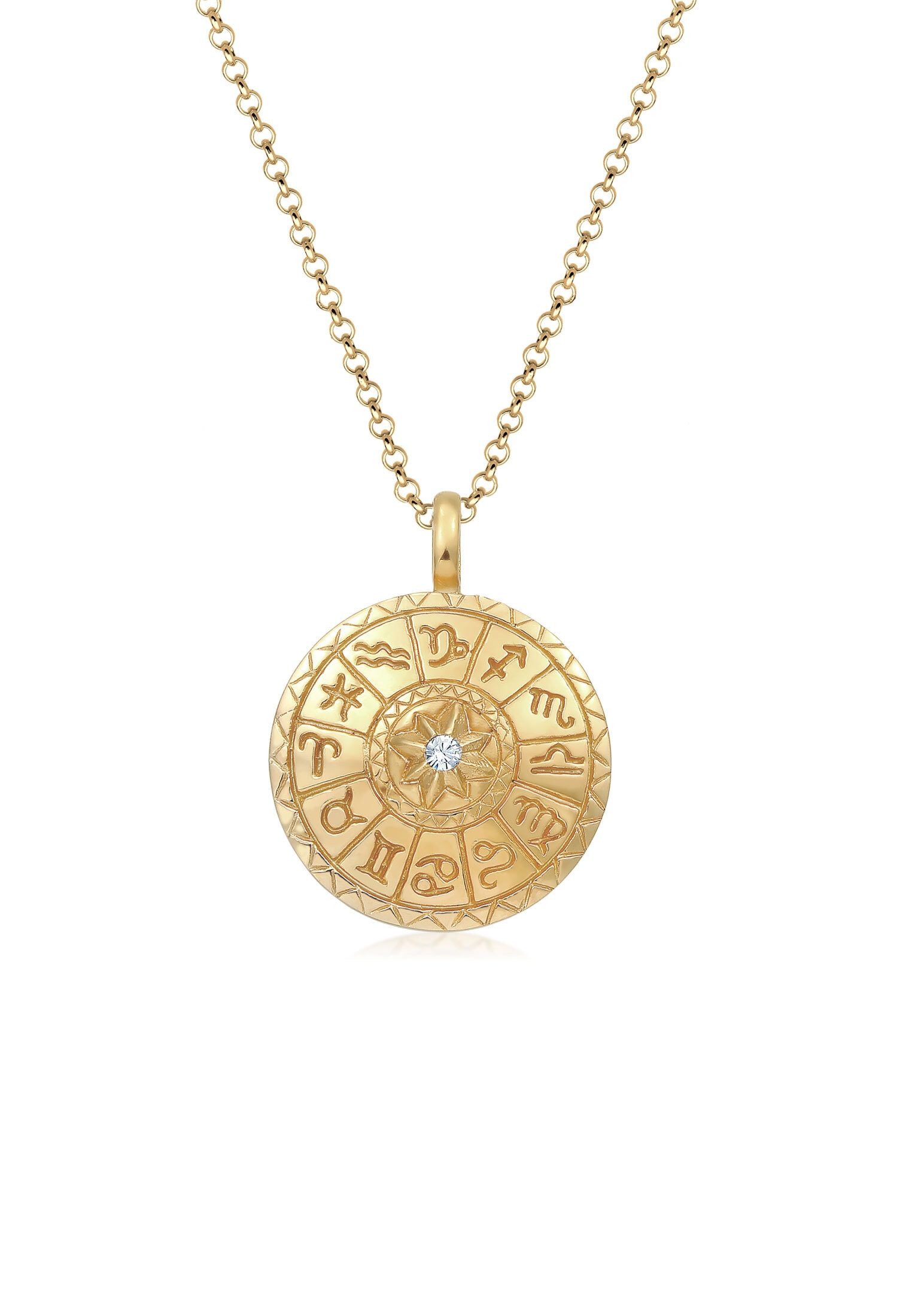 Elli Collierkettchen »Sternzeichen Glas Kristalle Weiß 925 Sterling Silver Gold-plated«