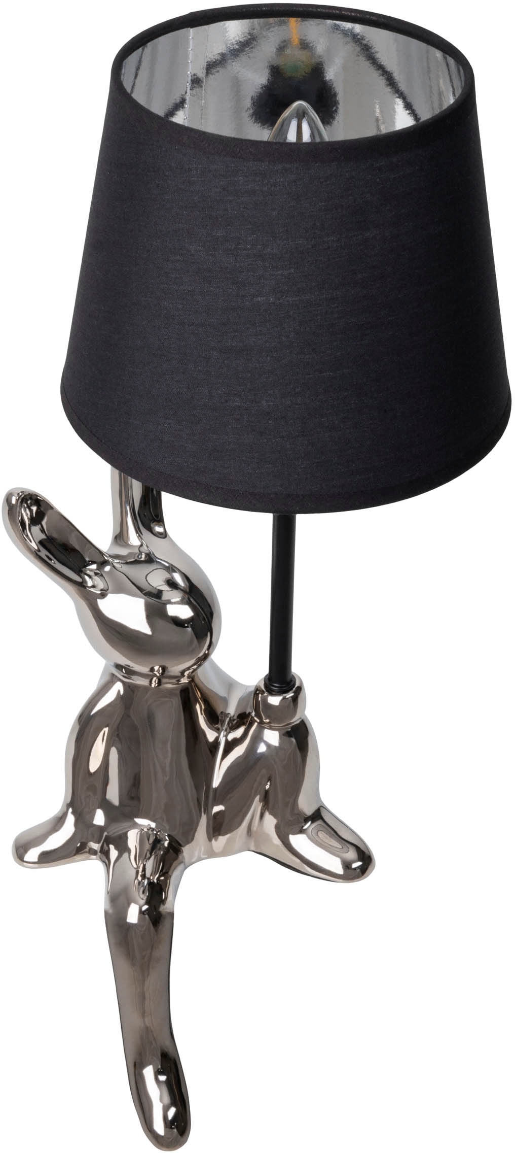 näve Tischleuchte »Helge Hase«, 1 flammig, Leuchtmittel E14 | ohne Leuchtmittel, Osterhase, Keramikfuß, Textilschirm schwarz, Ostern, Tischlampe