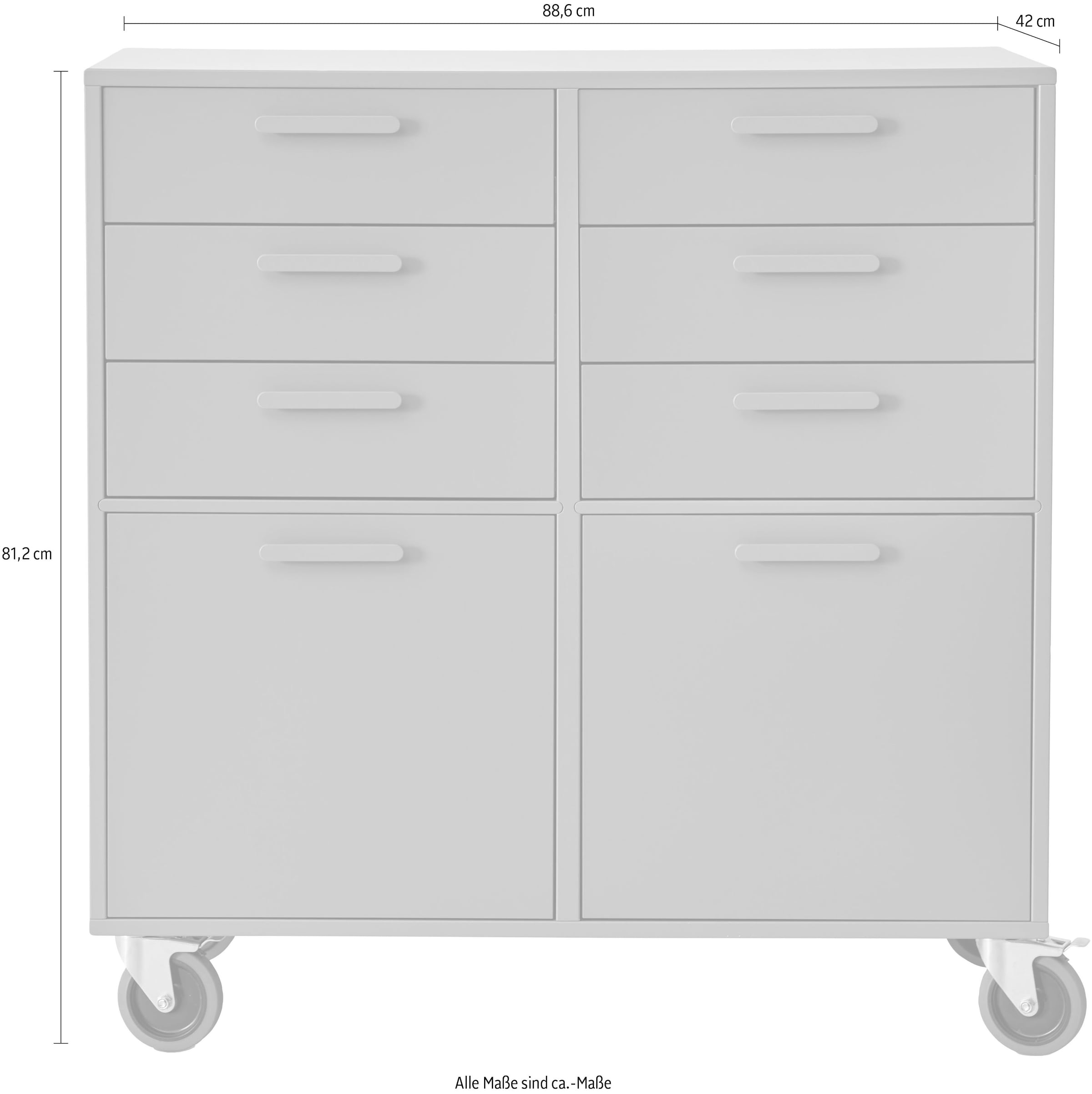 Hammel Furniture Regal »Keep by 6 Breite 2 Hammel«, auf und Rollen, Türen 88,6 Möbelserie Schubladen, flexible cm, Raten kaufen