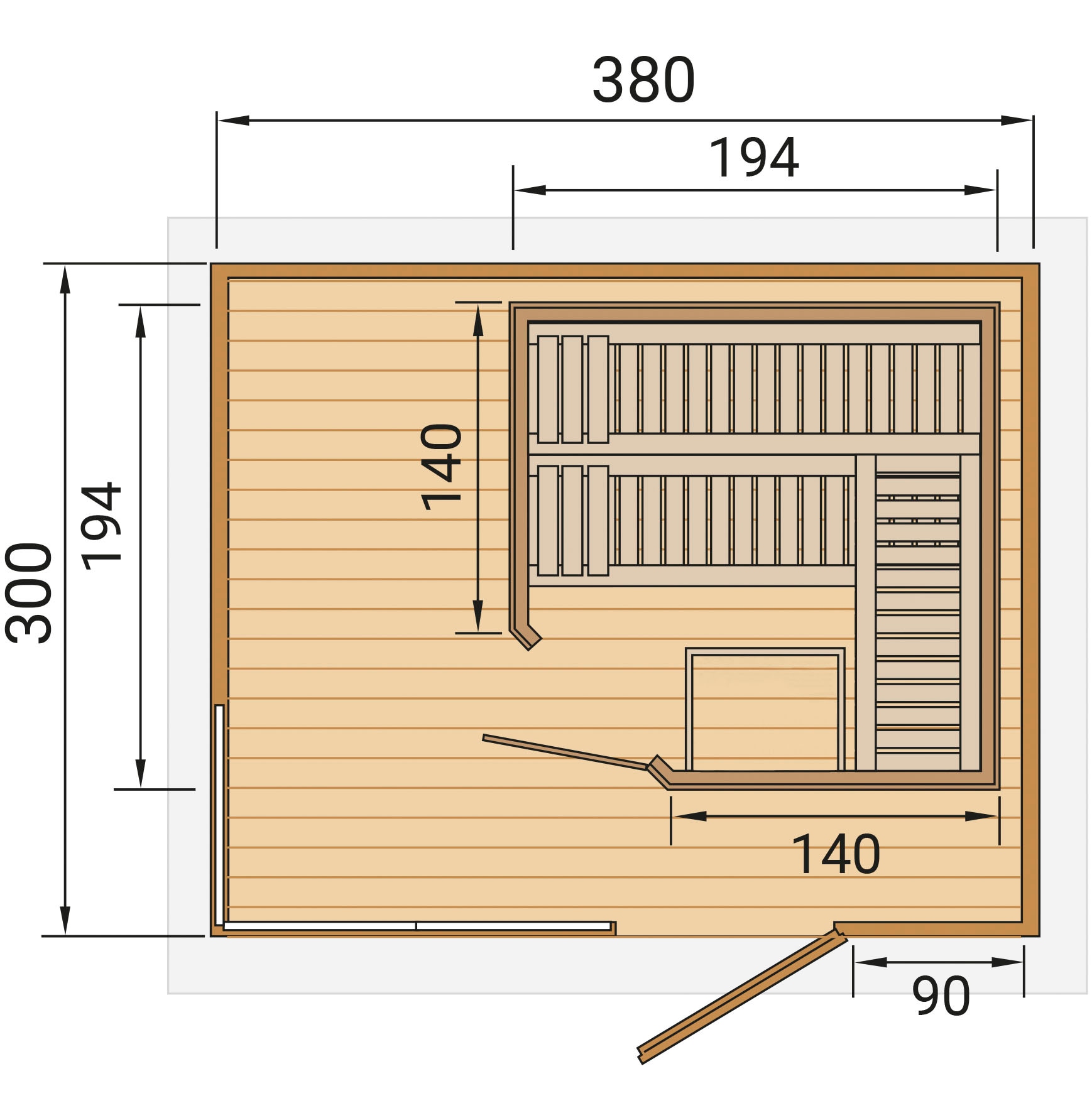 weka Saunahaus »Design-Saunahaus Cubilis« Blockbohlen, modernes wekaLine-Profil