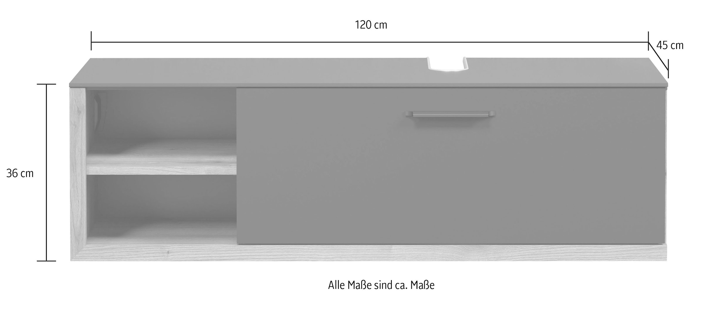 INOSIGN Waschbeckenunterschrank »Premont«, (1 St.), bestellen Klappe, Breite online Siphonausschnitt 120 Soft-Close, große mit cm, 1
