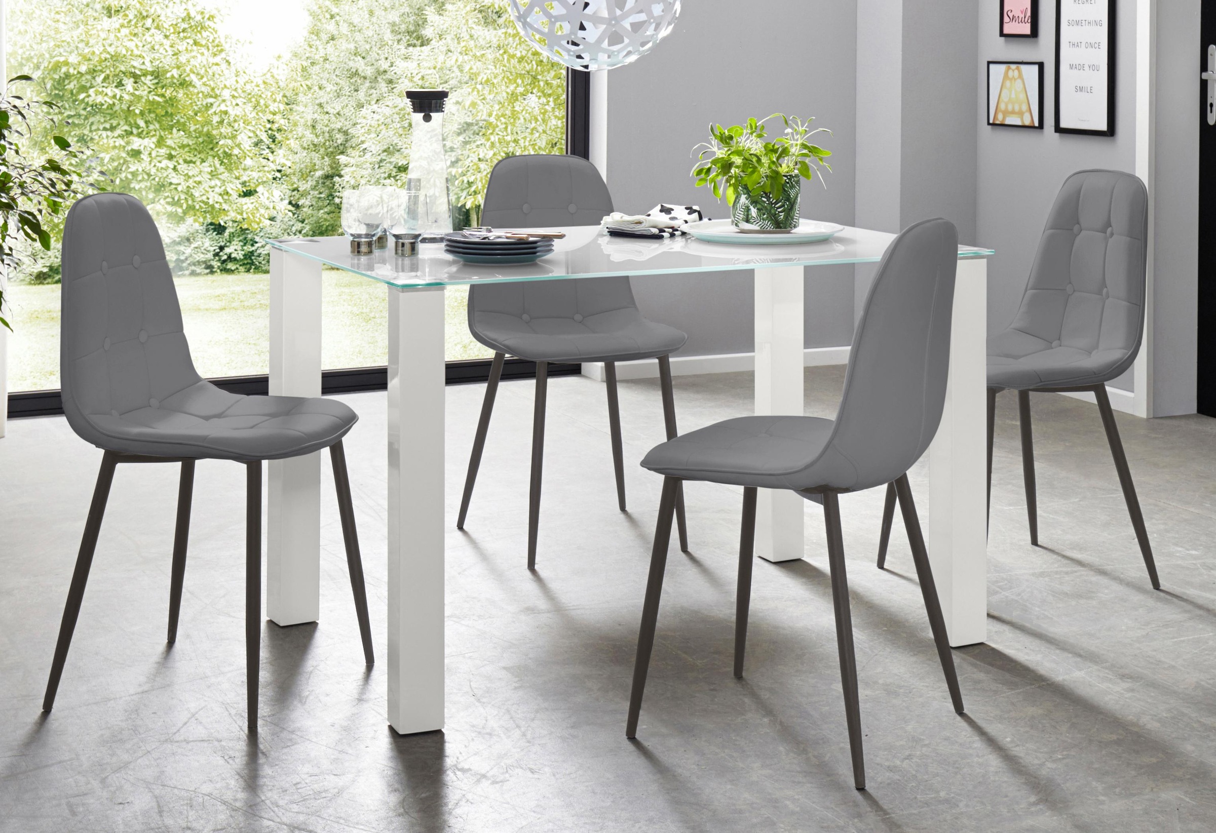 INOSIGN Essgruppe Set, 5 Stk. tlg. mit Glastisch, Breite 120 cm günstig online kaufen