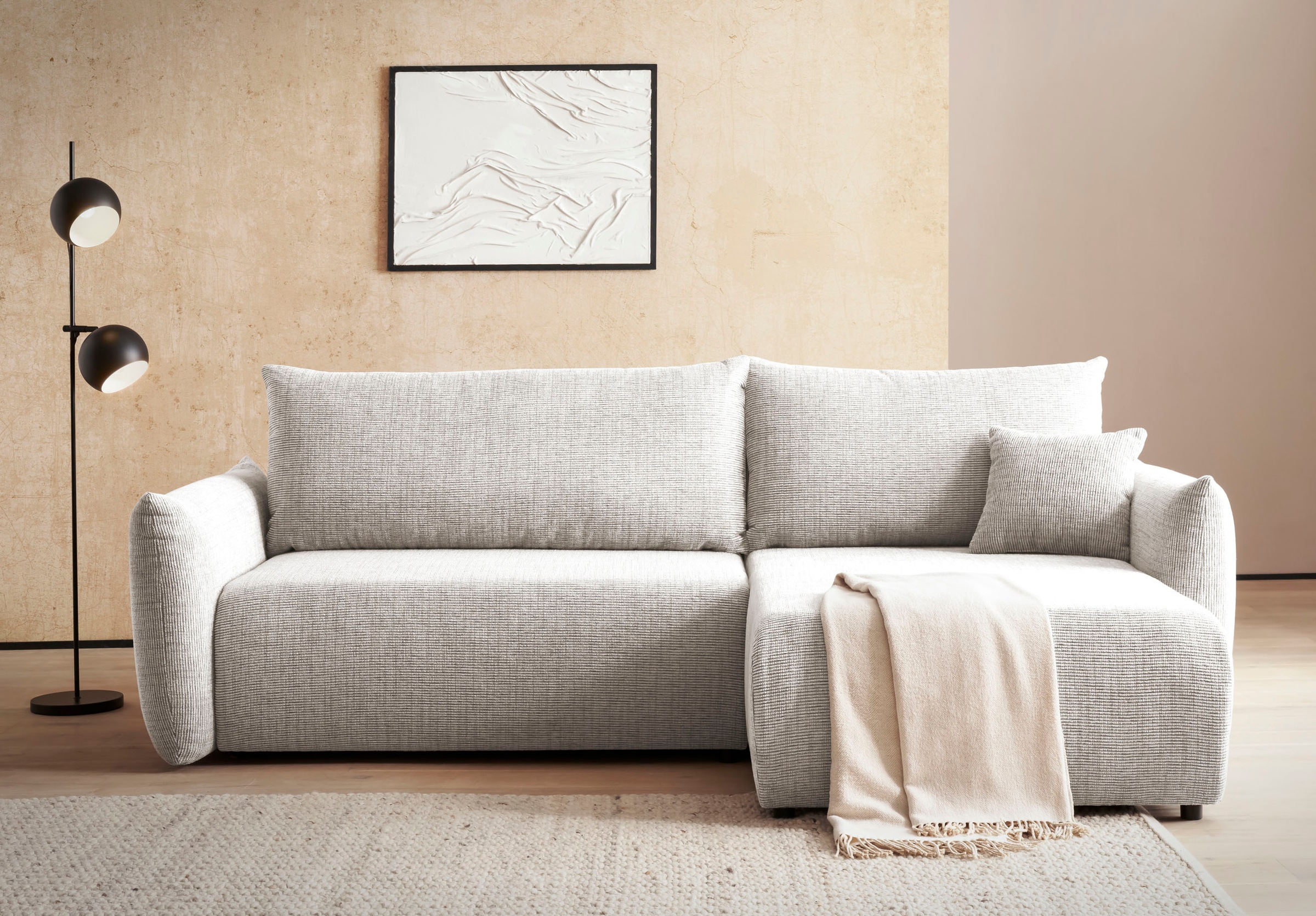 Home affaire Ecksofa »MAVAS Schlafsofa mit Bettkasten, L-Form,« ca.257/127c günstig online kaufen