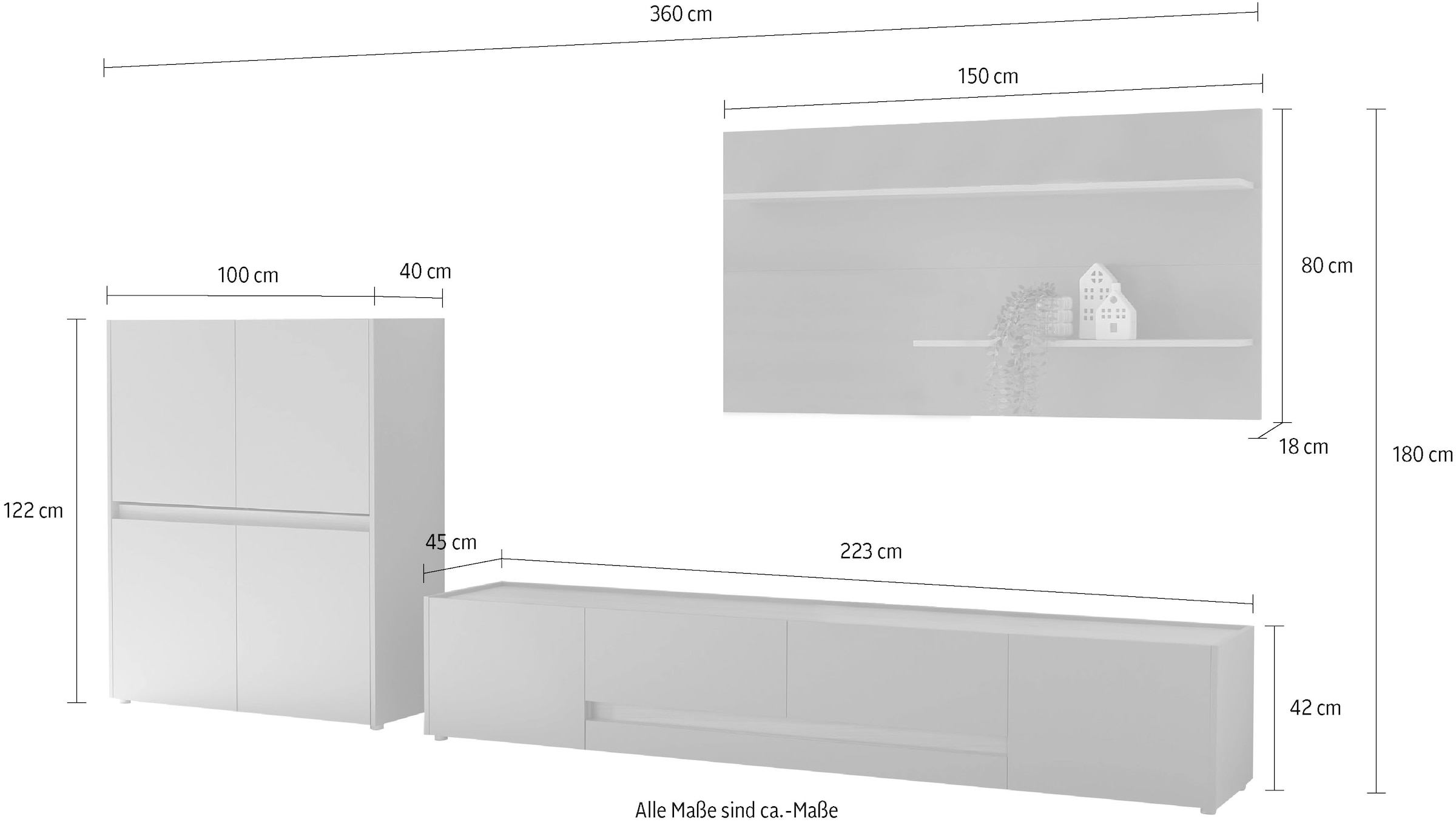 Home affaire Wohnwand »City/Giron, moderne Anbauwand, Komplettset in vielen Farben verfügbar« Set, 3 Stk. tlg.