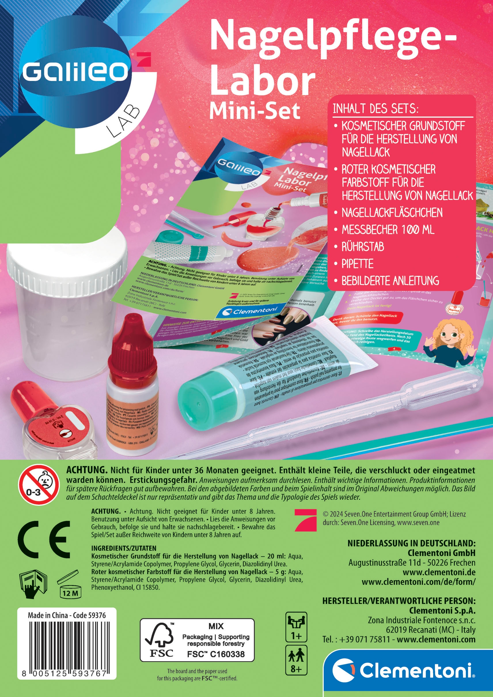 Clementoni® Kreativset »Galileo Lab, Nagelpflege-Labor Mini-Set«