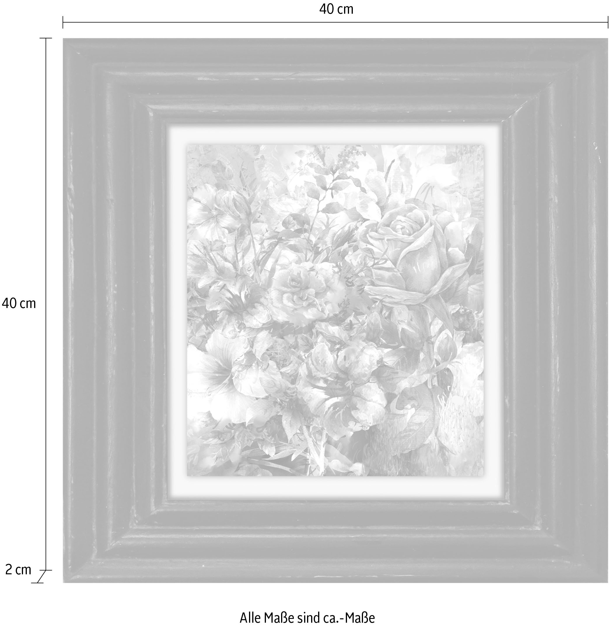 queence Leinwandbild »Blumen«, Kunst-Blumen-Blumenbilder-Stillleben-Garten-Gartenbilder, Premium-Leinwandstoff, Handarbeit aus Deutschland, 40x40cm