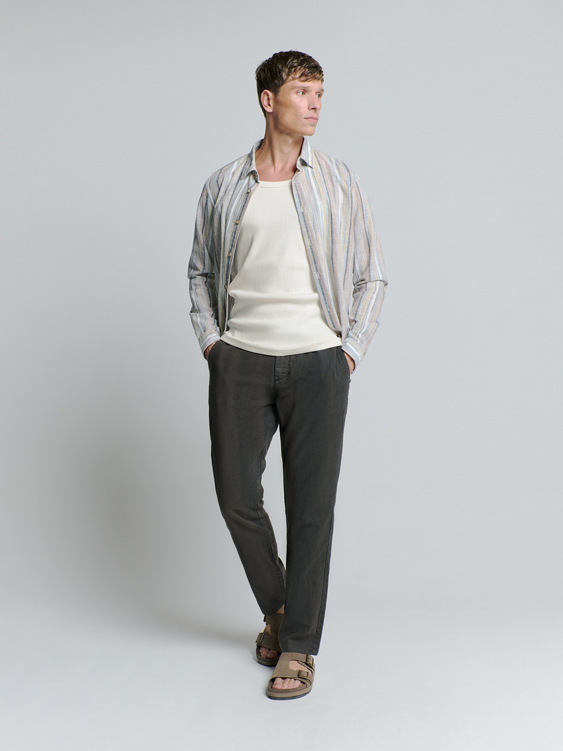 NO EXCESS T-Shirt »No Excess Geripptes Unterhemd«