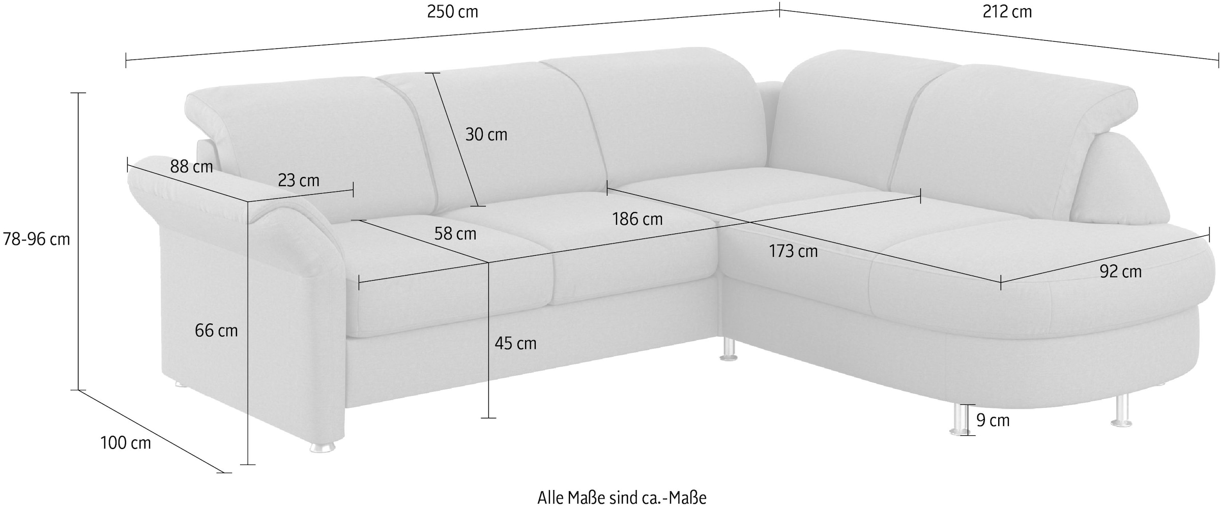sit&more Ecksofa »Apulia L-Form«, wahlweise Bettfunktion, Bettkasten und Kopf- und Armteilverstellung