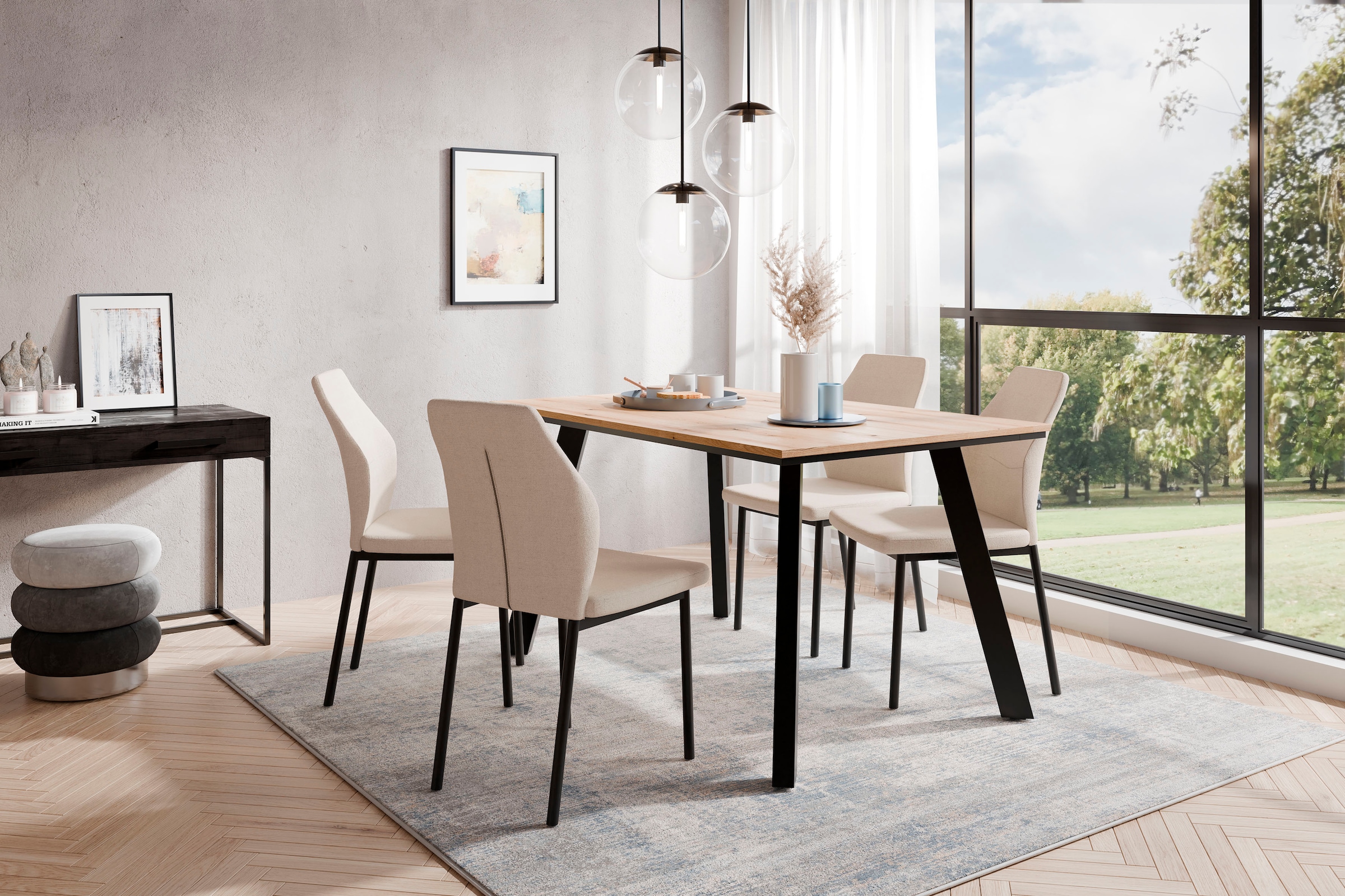 Home affaire Esstisch »Genf«, pflegeleichter Küchentisch, Breite 140 cm, Evoke Eichenachbildung