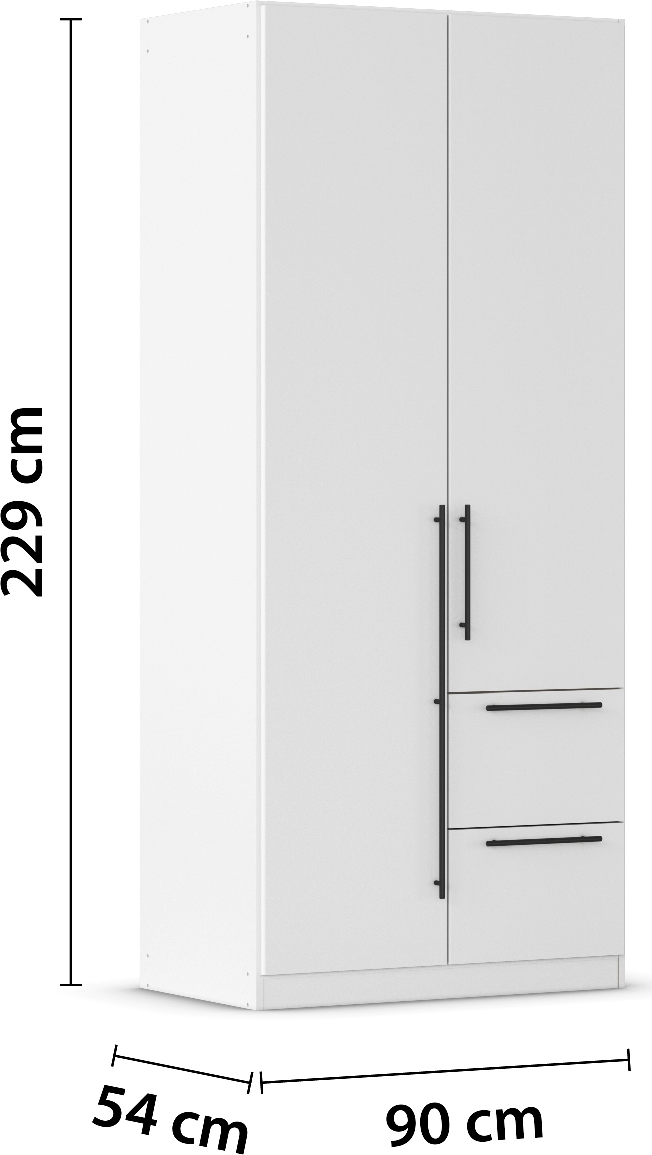 rauch Kleiderschrank »Drehtürenschrank Schrank Garderobe Wäscheschrank Schlafzimmer AVOLA«, (in 3 verschiedenen Ausstattungen BASIC/CLASSIC/PREMIUM), mit hochwertigen Stangengriffen aus Metall in Schwarz MADE IN GERMANY