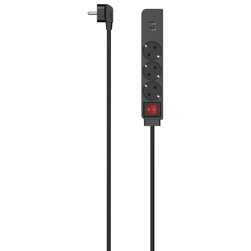 Hama Steckdosenleiste, 5-fach, (Ein- / Ausschalter-USB-Anschlüsse Schutzkontaktkupplung-Schutzkontaktstecker Kabellänge 1,4 m)