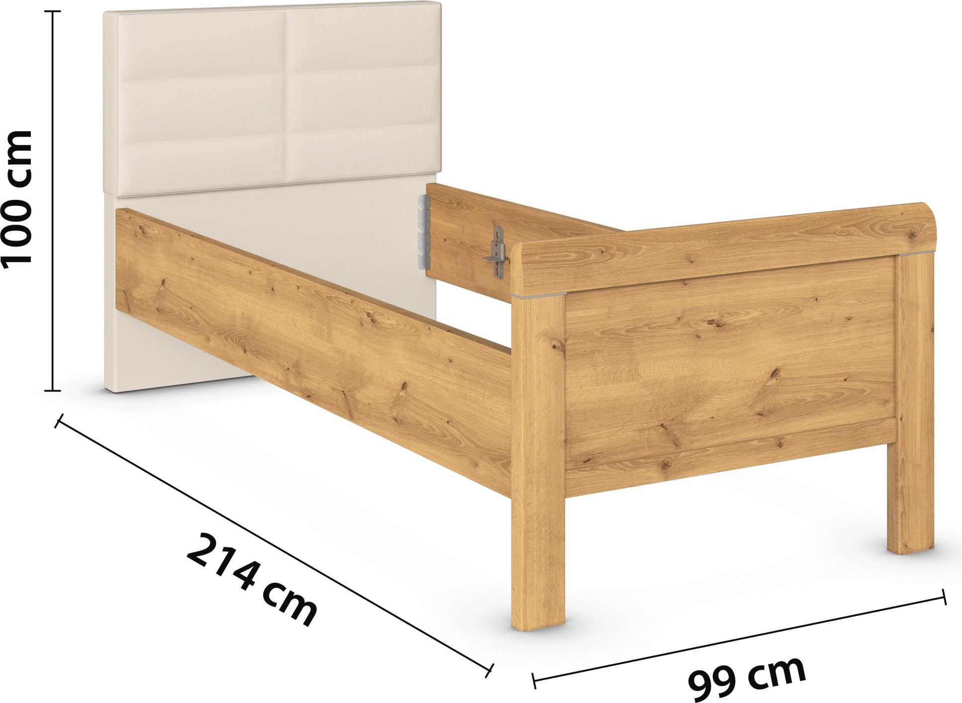 rauch Bett »Bett Einzelbett Stollenbett EVELYN«, in Komforthöhe mit Polsterkopfteil in elegantem Stil MADE IN GERMANY
