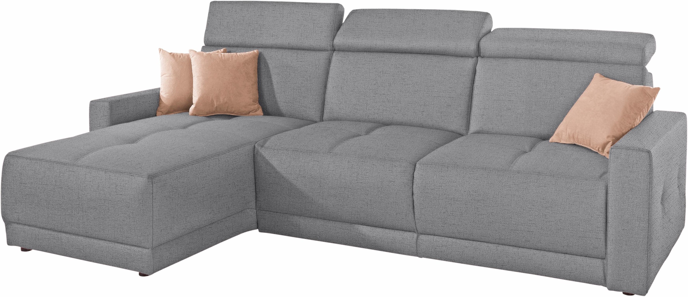 DOMO collection Ecksofa »Ava mit moderner Sitzheftung & toller Doppelnaht, komfortabel, L-Form«, mit Recamiere, inkl. Federkern, wahlweise mit Kopfteilverstellungen
