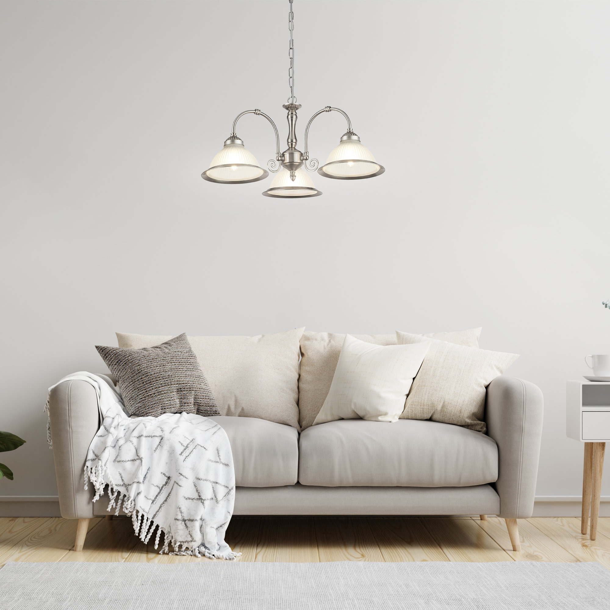 Searchlight Pendelleuchte »American Diner 3Lt Anhänger - Satin Silver Metal & Acid Glass« E27 1 Stk.