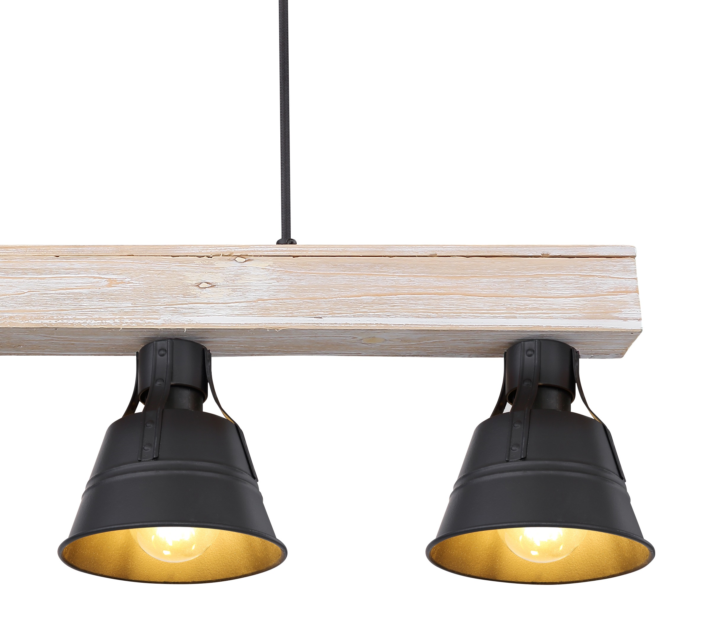 GLOBO LIGHTING Hängeleuchte »GÜNTHER« E27 1 Stk. Hängelampe Holz naturfarben schwarz Textilkabel Esszimmer