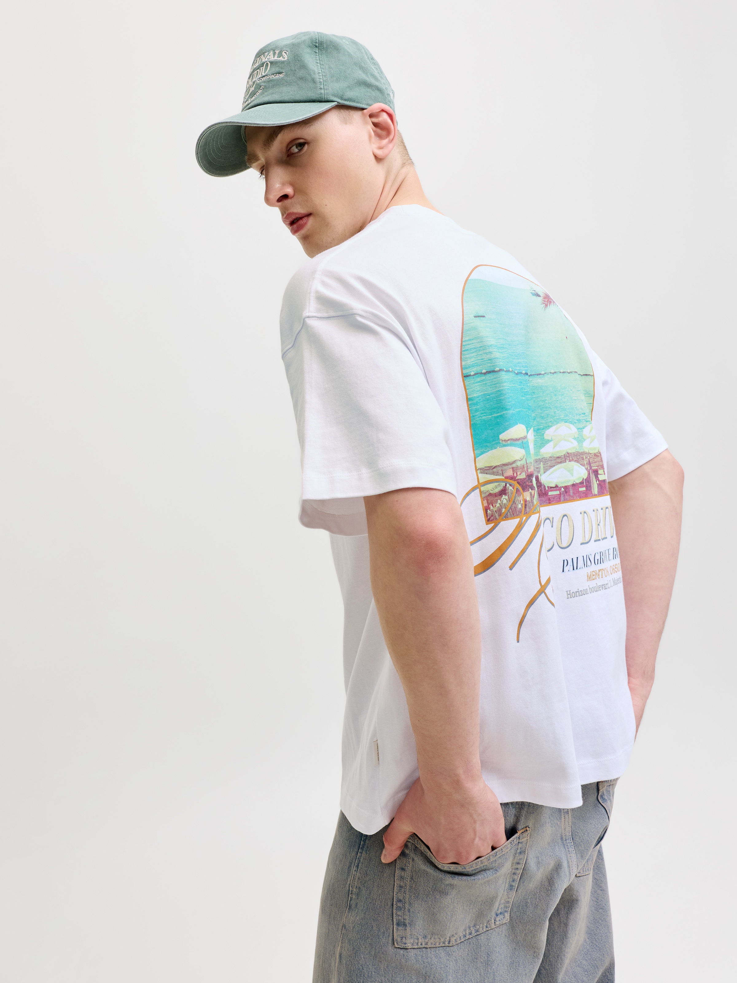 Jack & Jones Kurzarmshirt »JORSANREMO BACK TEE SS CREW NECK LN« Baumwolle