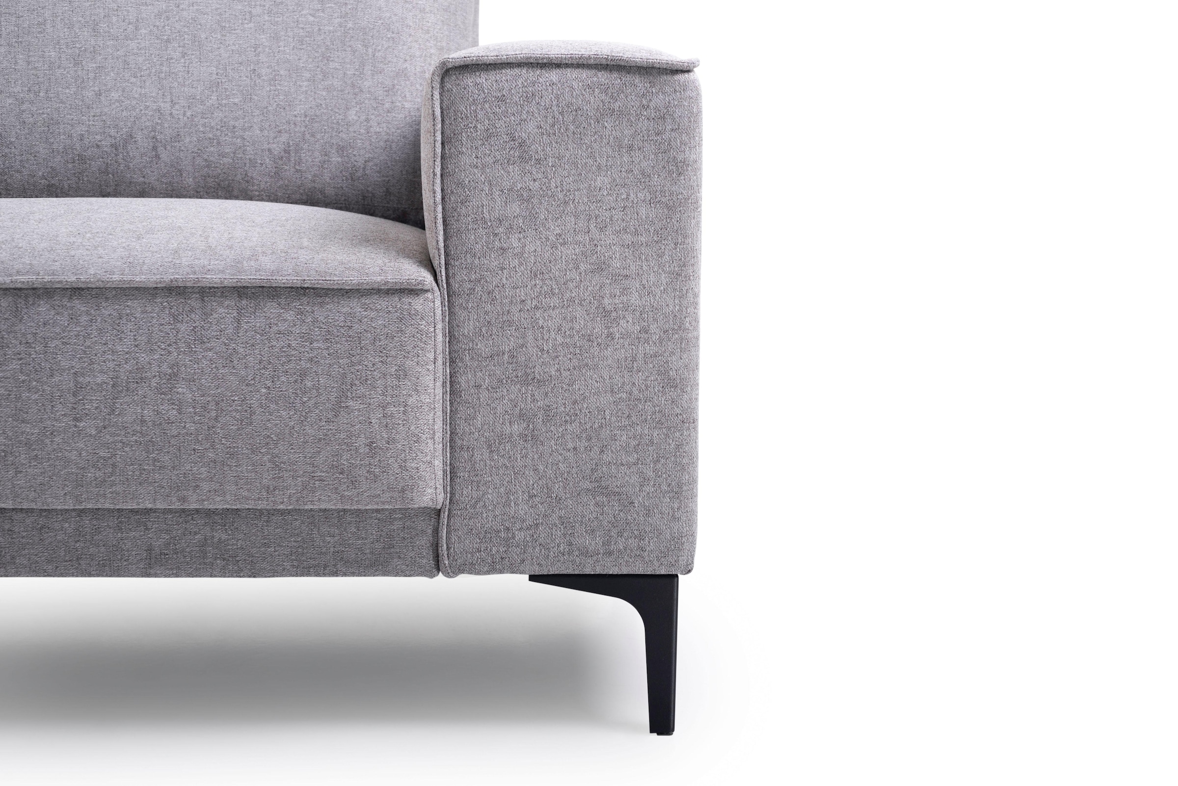 Places of Style Wohnlandschaft »XXL Sofa Oland, Struktur, Flachgewebe, Luxus-Microfaser, Boucle«, U-Form, 342 cm, Wellenunterfederung, Skandi-Design, Metallfüße