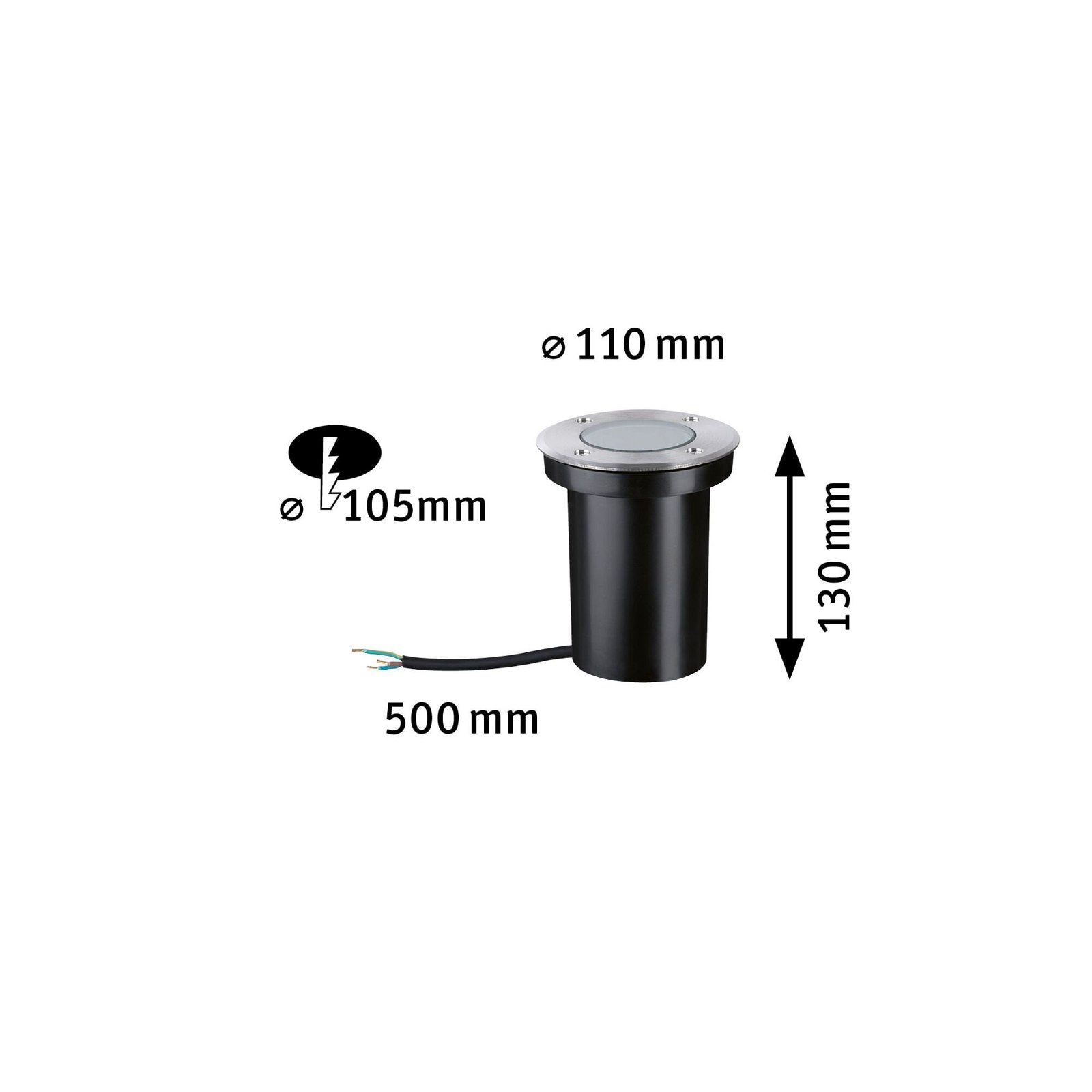 Paulmann Einbauleuchte »Floor IP65 110mmmax. 10W 230V Edelstahl« GU10 1 Stk. Bodeneinbauleuchte