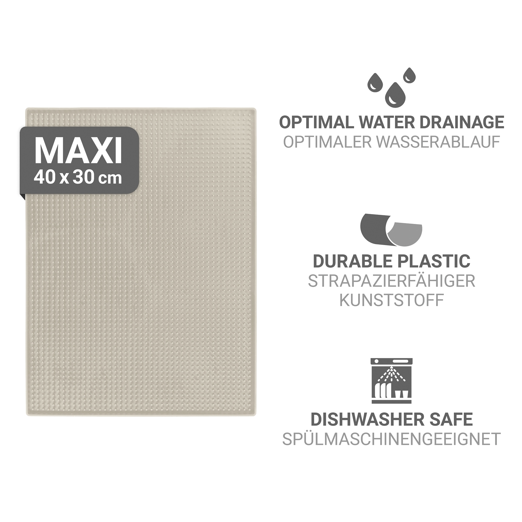 WENKO Abtropfmatte »Modell Maxi« Spülmatte für Geschirr mit großer Oberfläche, spülmaschinengeeignet