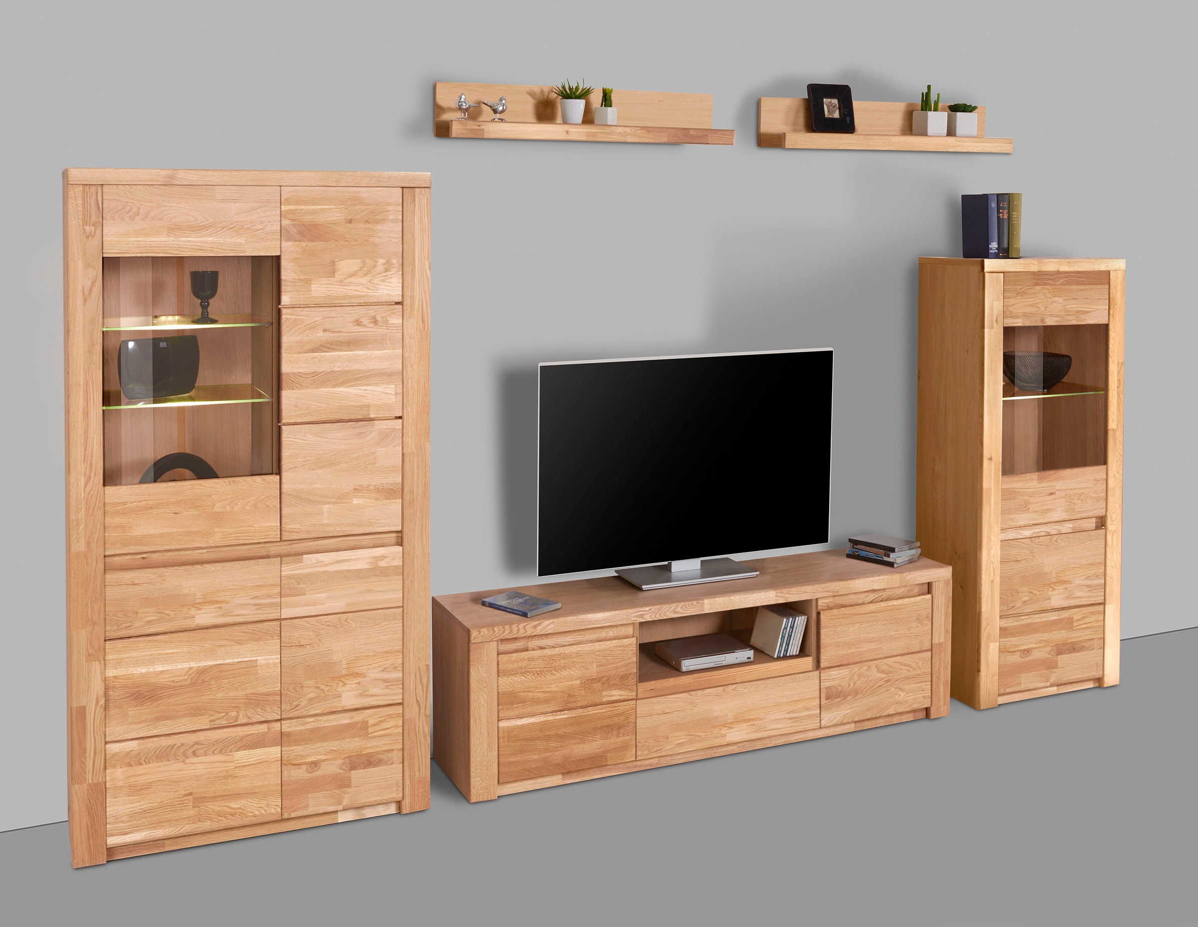 Home affaire Wohnwand "Burani" Set, 4 Stk. tlg. teilmassives Holz günstig online kaufen