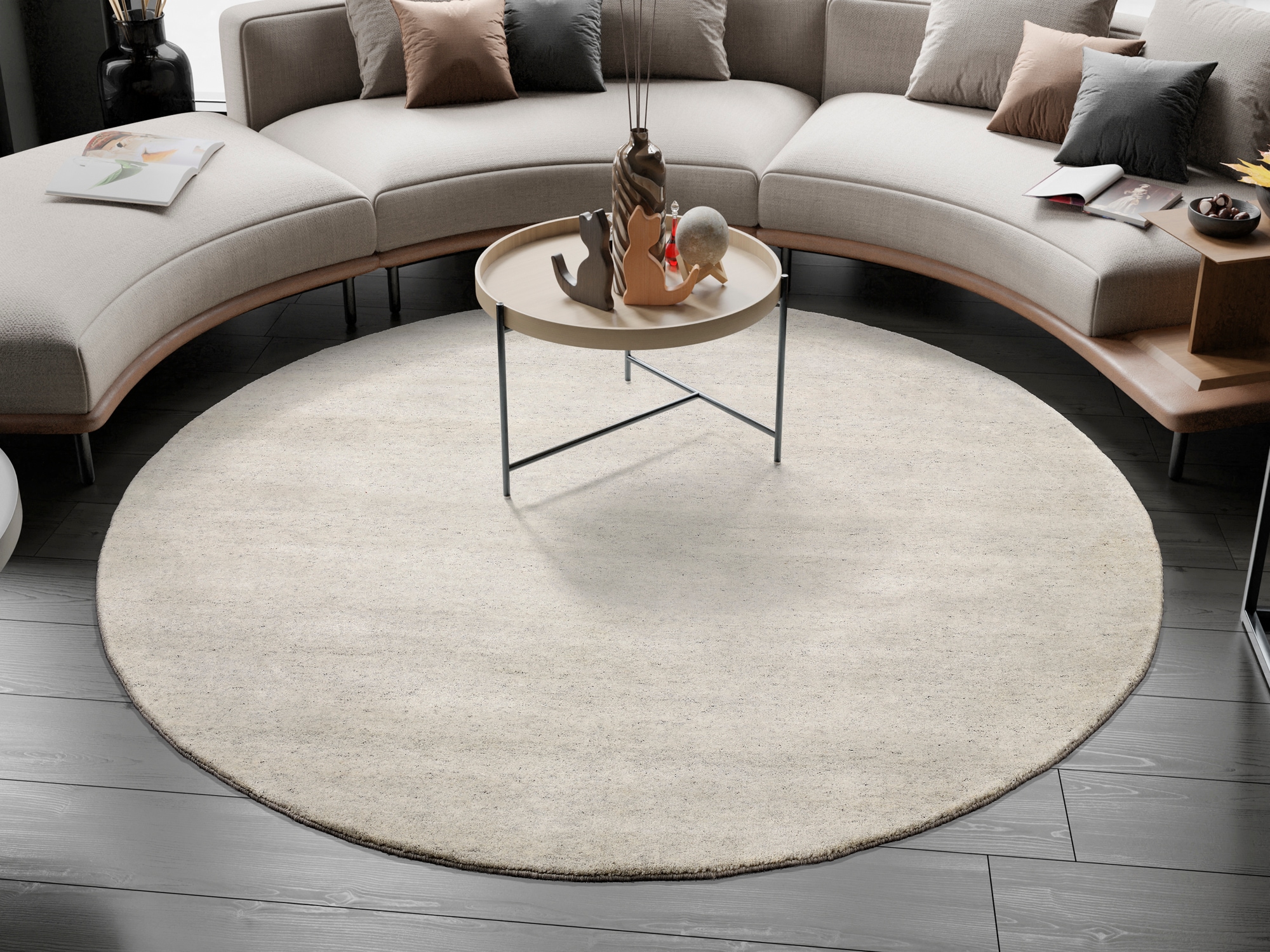 OCI DIE TEPPICHMARKE Wollteppich »ESEMPIO UNI MELANGE« rund 18 mm Höhe reine Wolle, handgeknüpft, hochwertig verarbeitet, natürlich warm...
