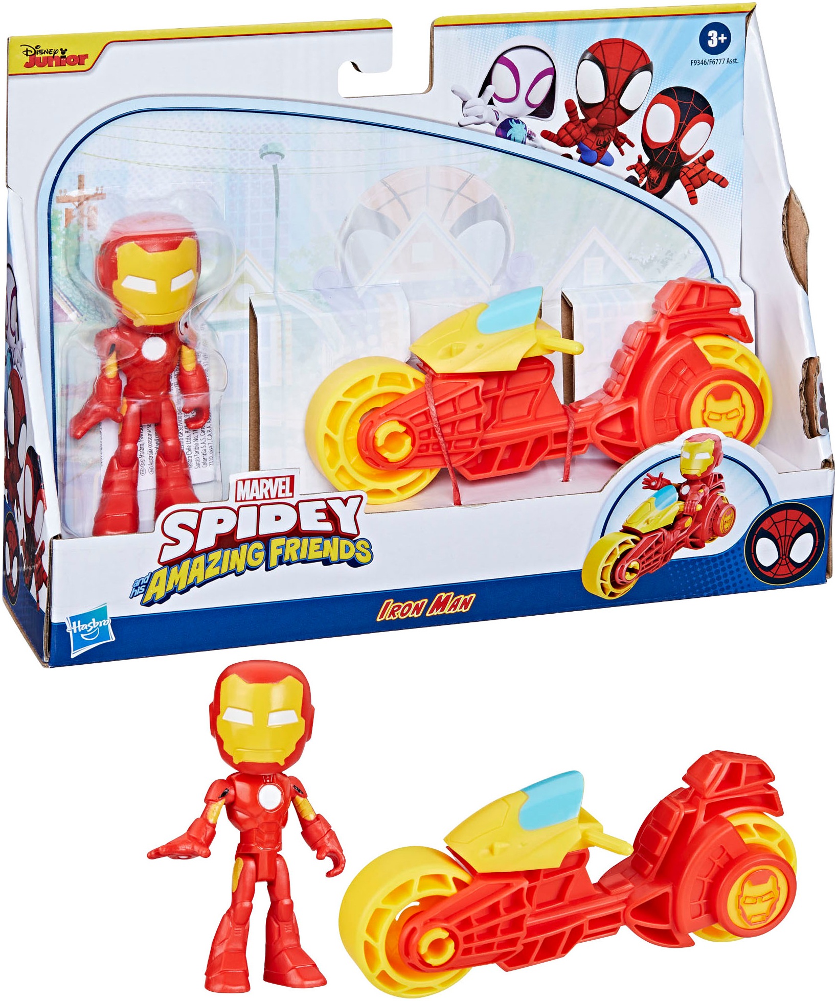 Hasbro Actionfigur »Marvel Spidey and His Amazing Friends, Iron Man & Motorrad«