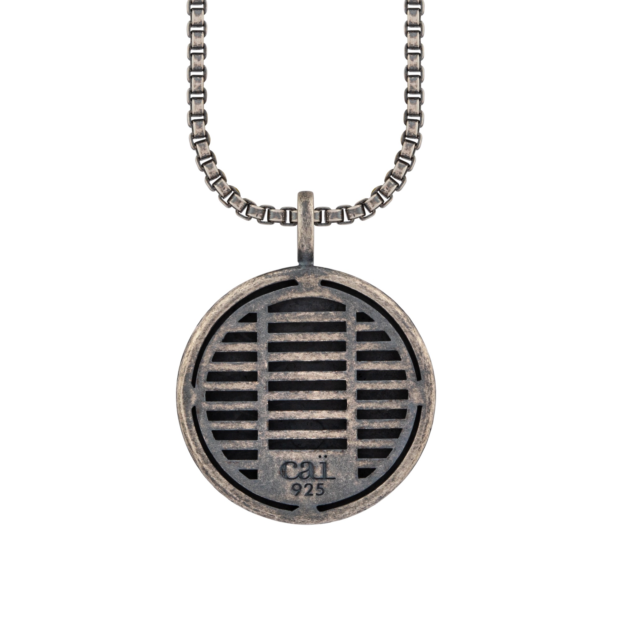 CAÏ Kette mit Anhänger »925/- Silber matt oxidiert Rock Music Skull Wappen«