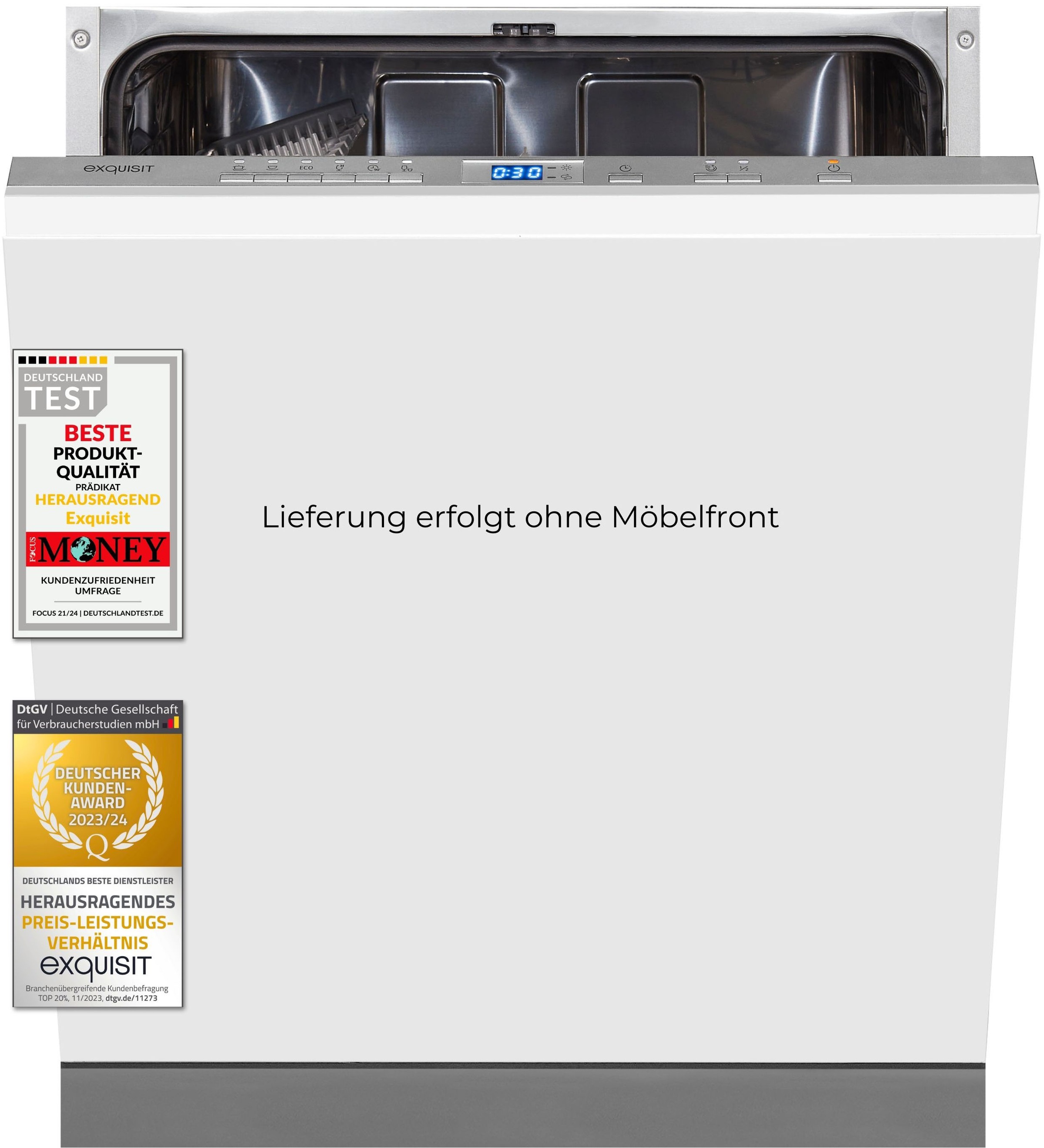 exquisit vollintegrierbarer Geschirrspüler »EGSP2113-E-030E silber«, 13 Maßgedecke