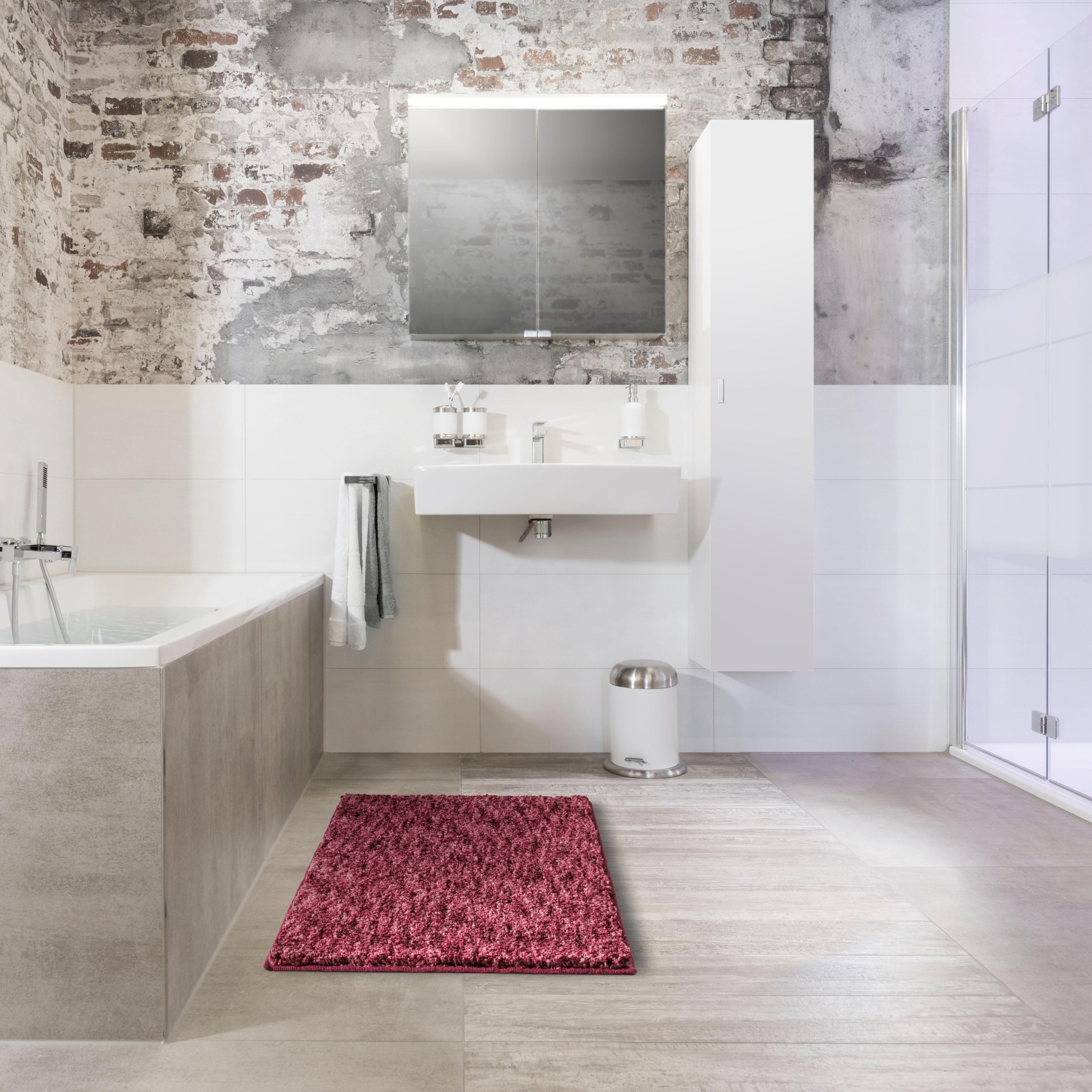 Grund Badematte »Mirage«, rutschhemmend beschichtet, fußbodenheizungsgeeignet, besonders dichter Flor, Badematte in Melange-Optik