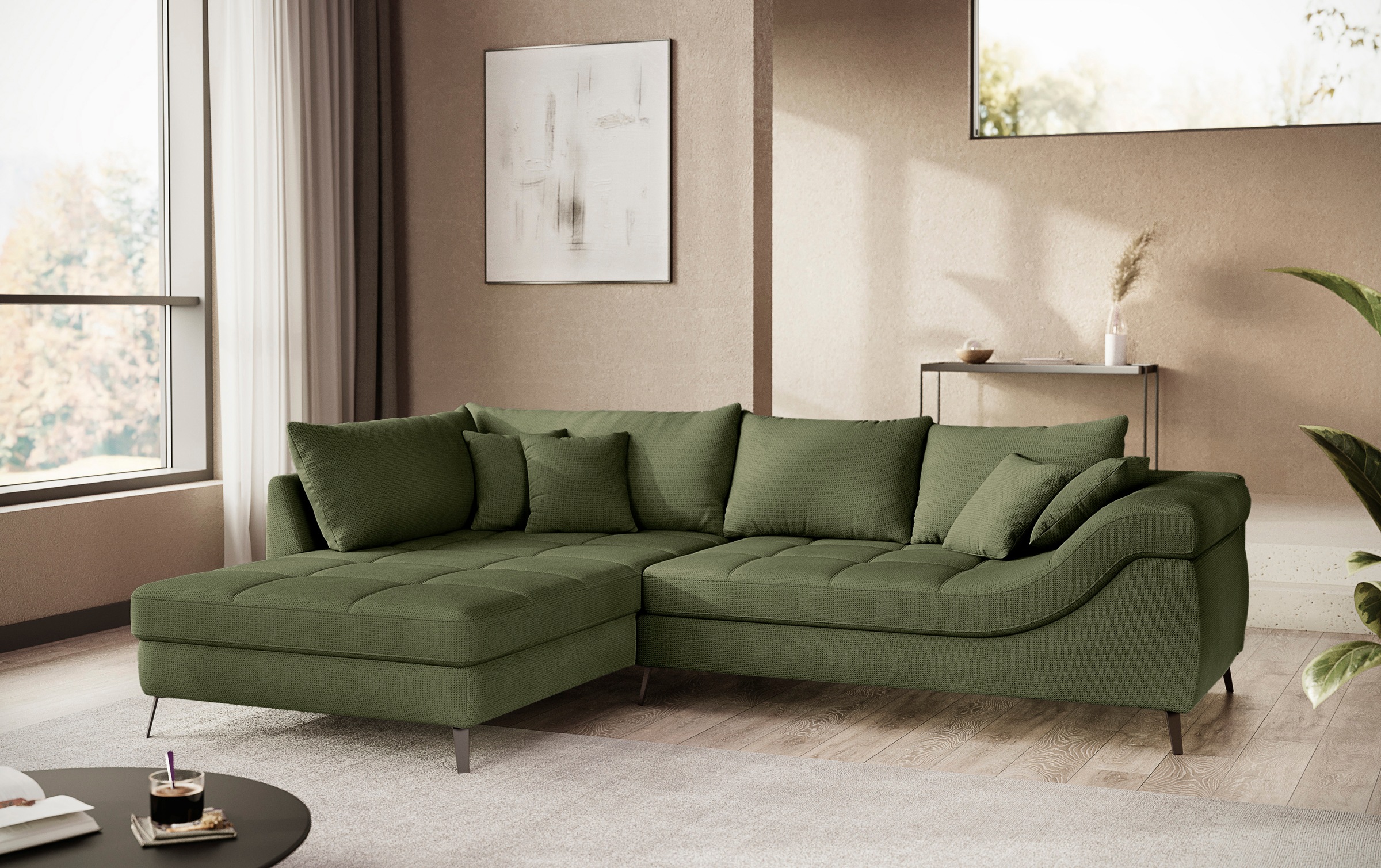 Mr. Couch Ecksofa »Portofino L-Form«, 4 Bezugsqualitäten, 13,5 cm hohe Meta günstig online kaufen