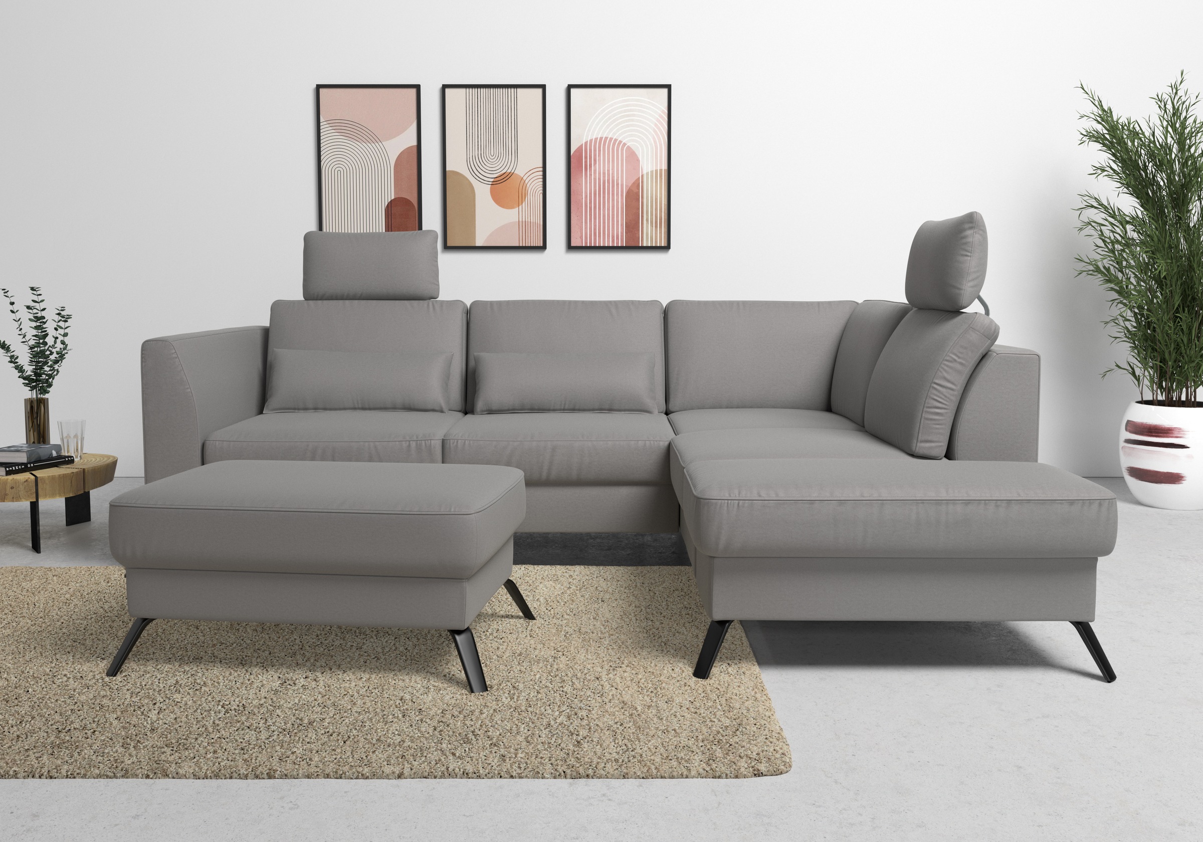 sit&more Ecksofa »Olsen L-Form«, inklusive Sitztiefenverstellung, wahlweise mit Bettfunktion, 15cm hoch
