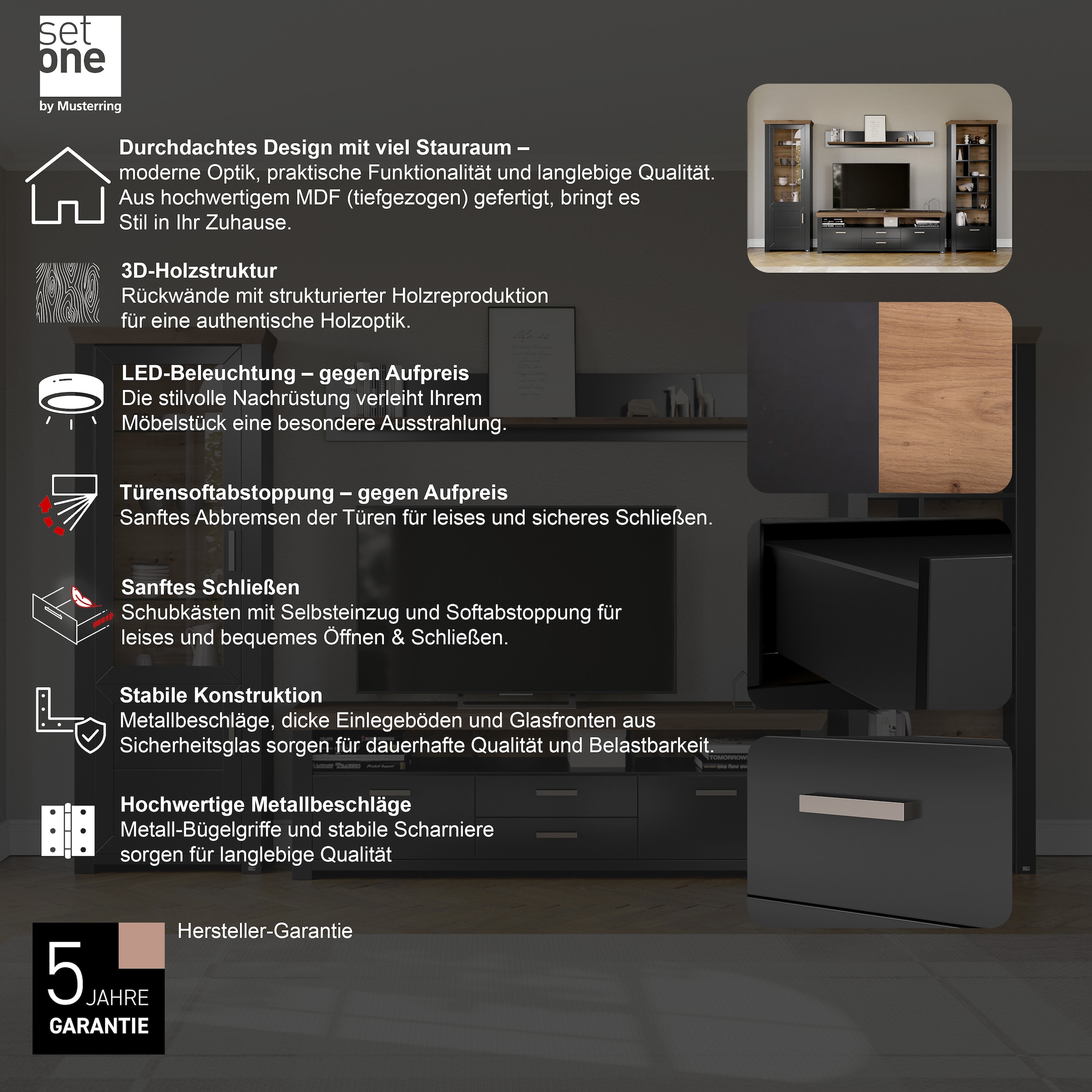 set one by Musterring Regal »York«, Typ 07, offenes Design, Beleuchtung optional, B 75 x H 207 cm