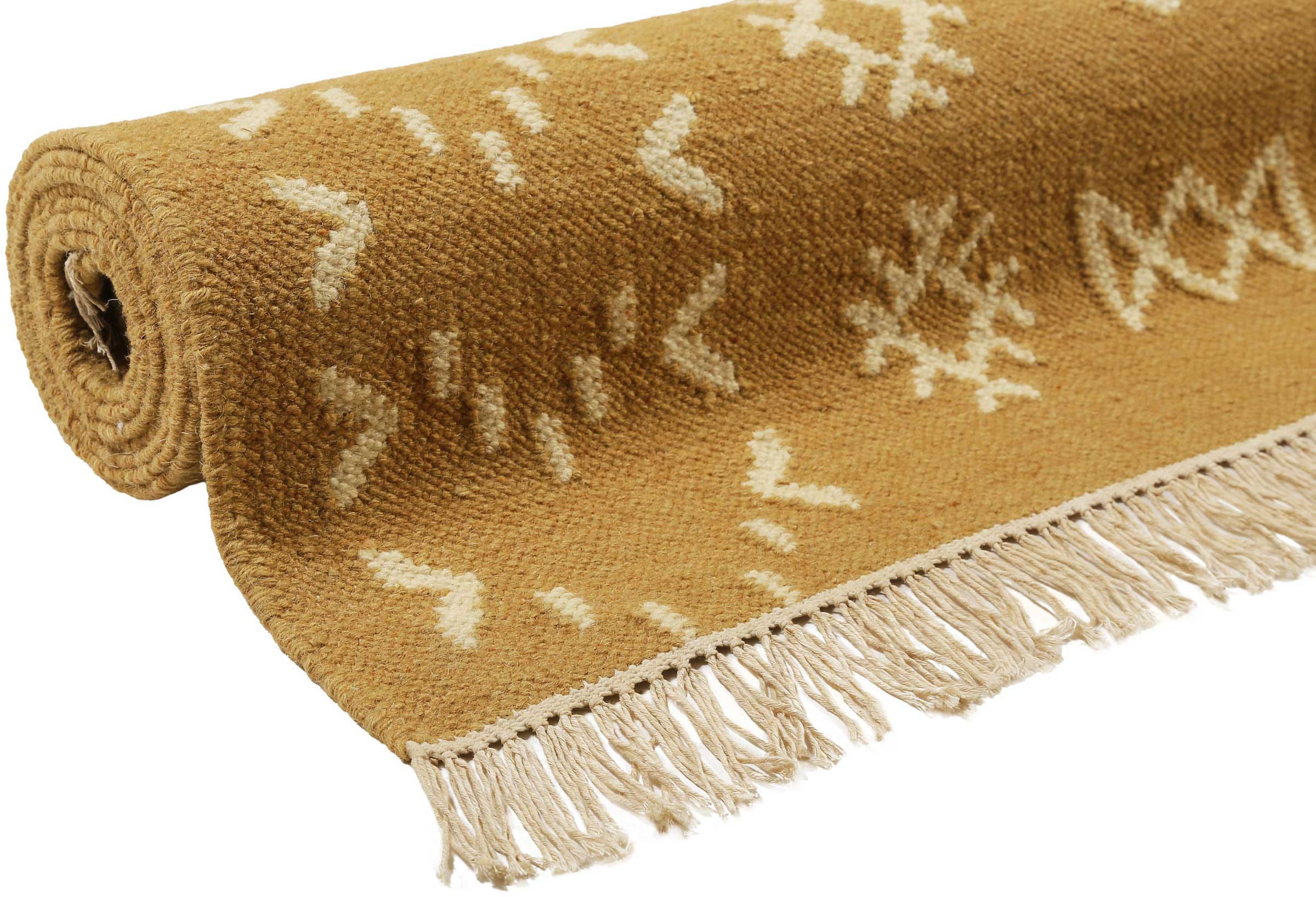 Green Looop Teppich »Monaco GL-82103«, rechteckig, 5 mm Höhe, handgewebter Naturfaserteppich aus 80% Wolle 20 % Baumwolle, Fransen