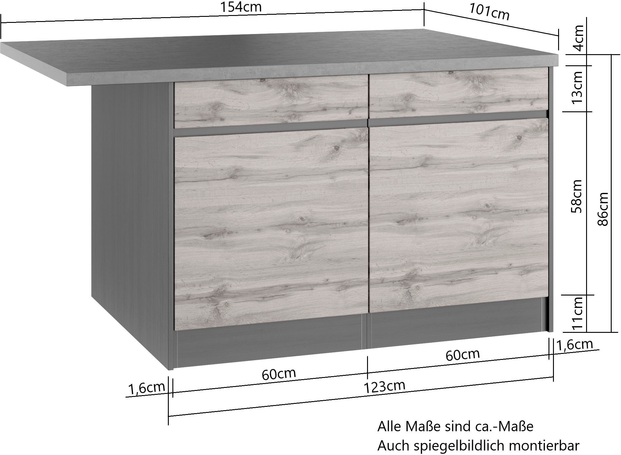 KOCHSTATION Winkelküche »KS-Riesa«, Stellbreite 340x150 cm, wahlweise mit oder ohne E-Geräte