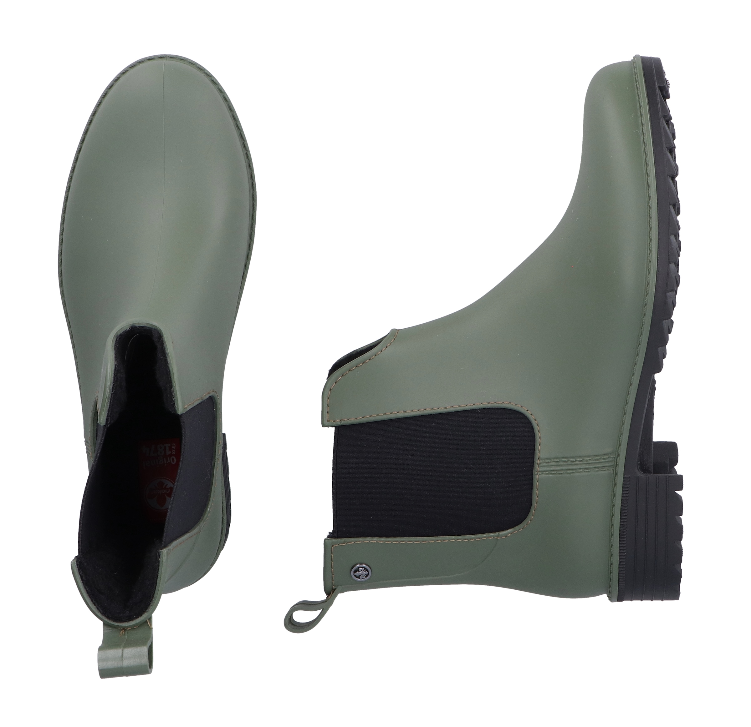 Rieker Chelseaboots, Gummistiefelette, Schlupfboots, Blockabsatz, zum Reinschlüpfen