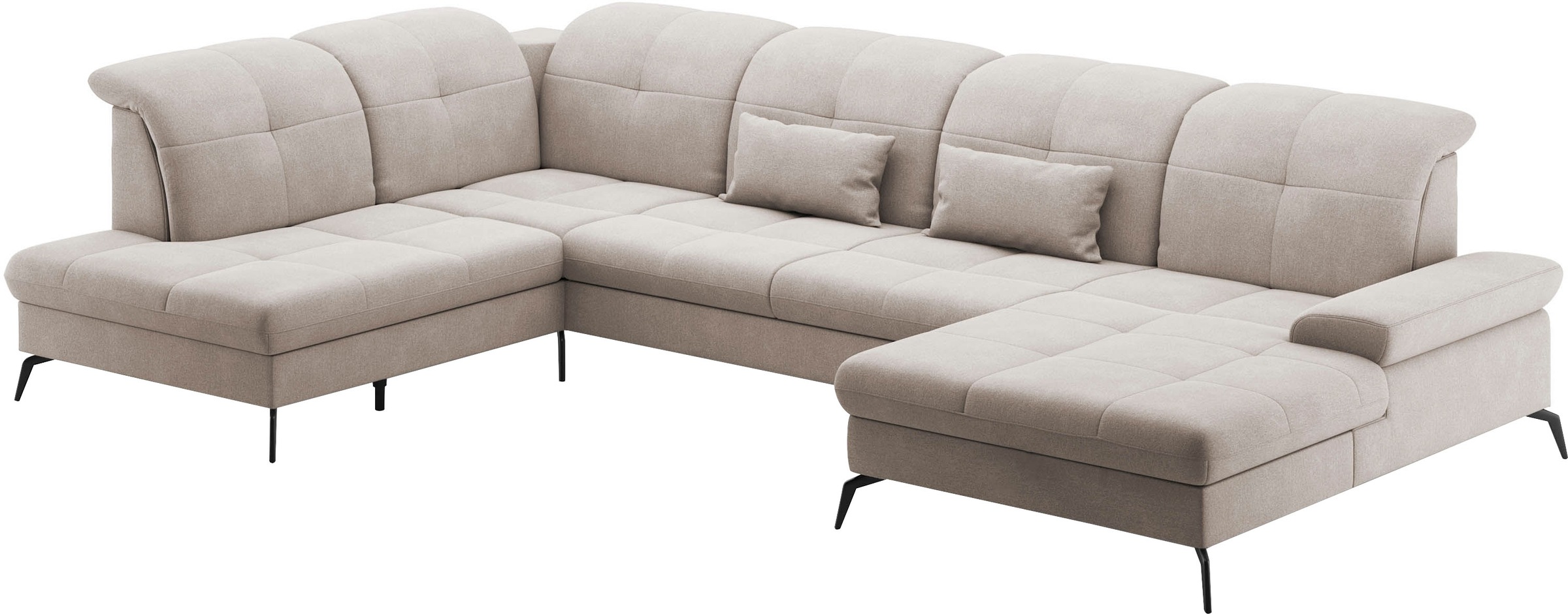 sit&more Wohnlandschaft »Amica, U-Form, inkl. Sitztiefenverstellung und Armteilverstellung«, wahlweise mit Kopfteilverstellung, Bettfunktion und Bettkasten