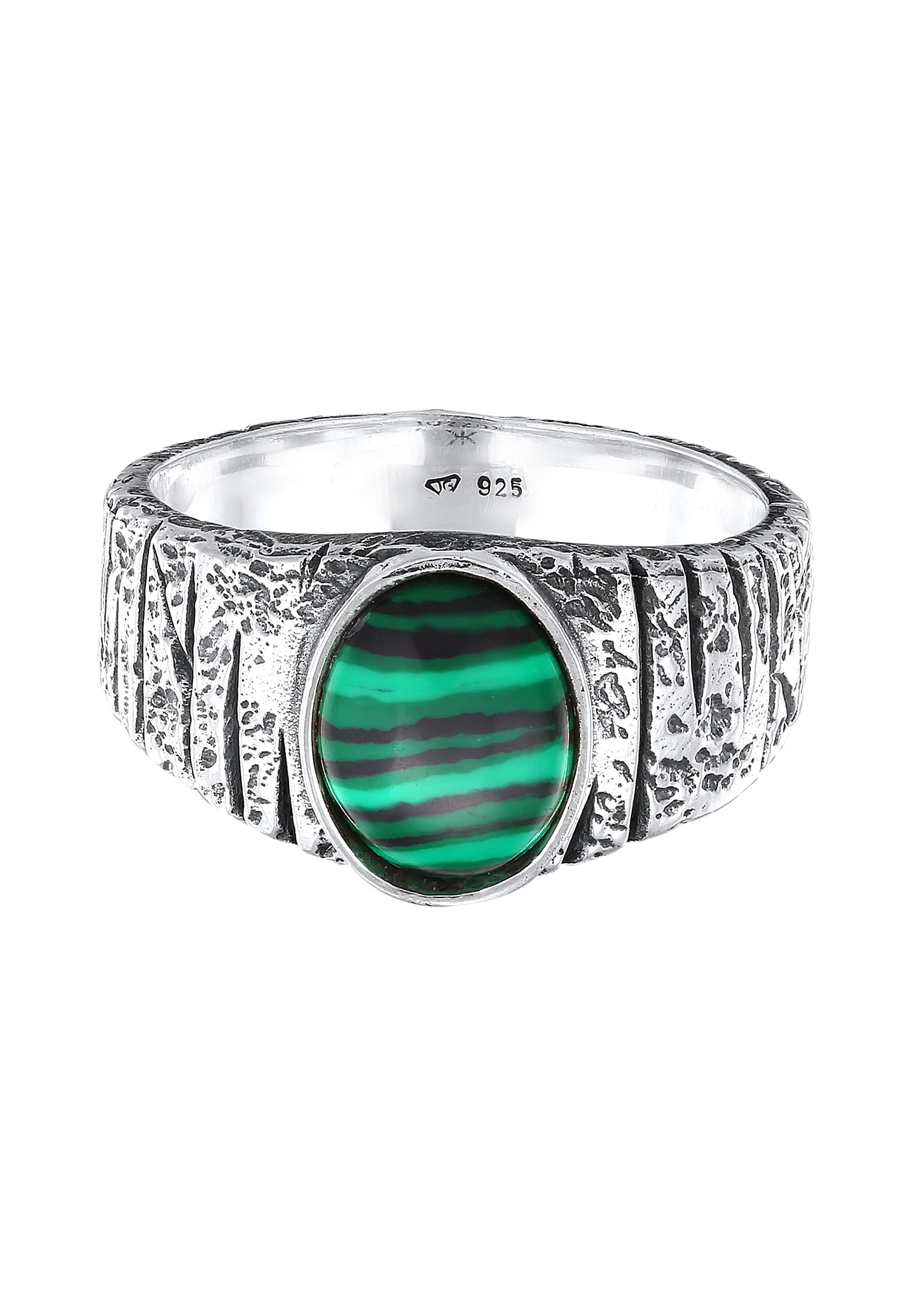 Kuzzoi Siegelring »Siegelring Malachit Grün Bikerring 925 Silber«
