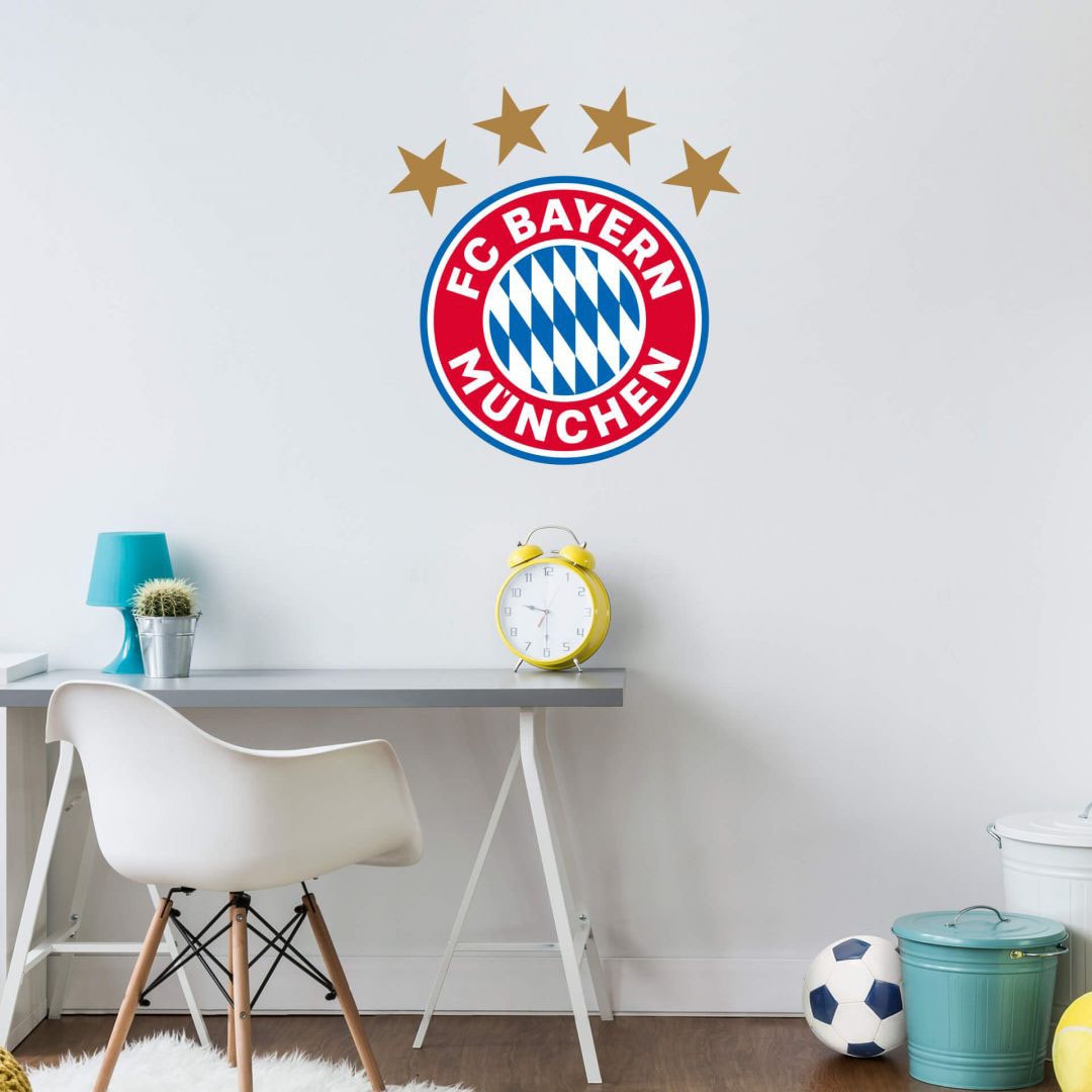 3er Set Fußball Wandbild Deko FC Bayern Alu-Dibond-Silbereffekt Hexagon 