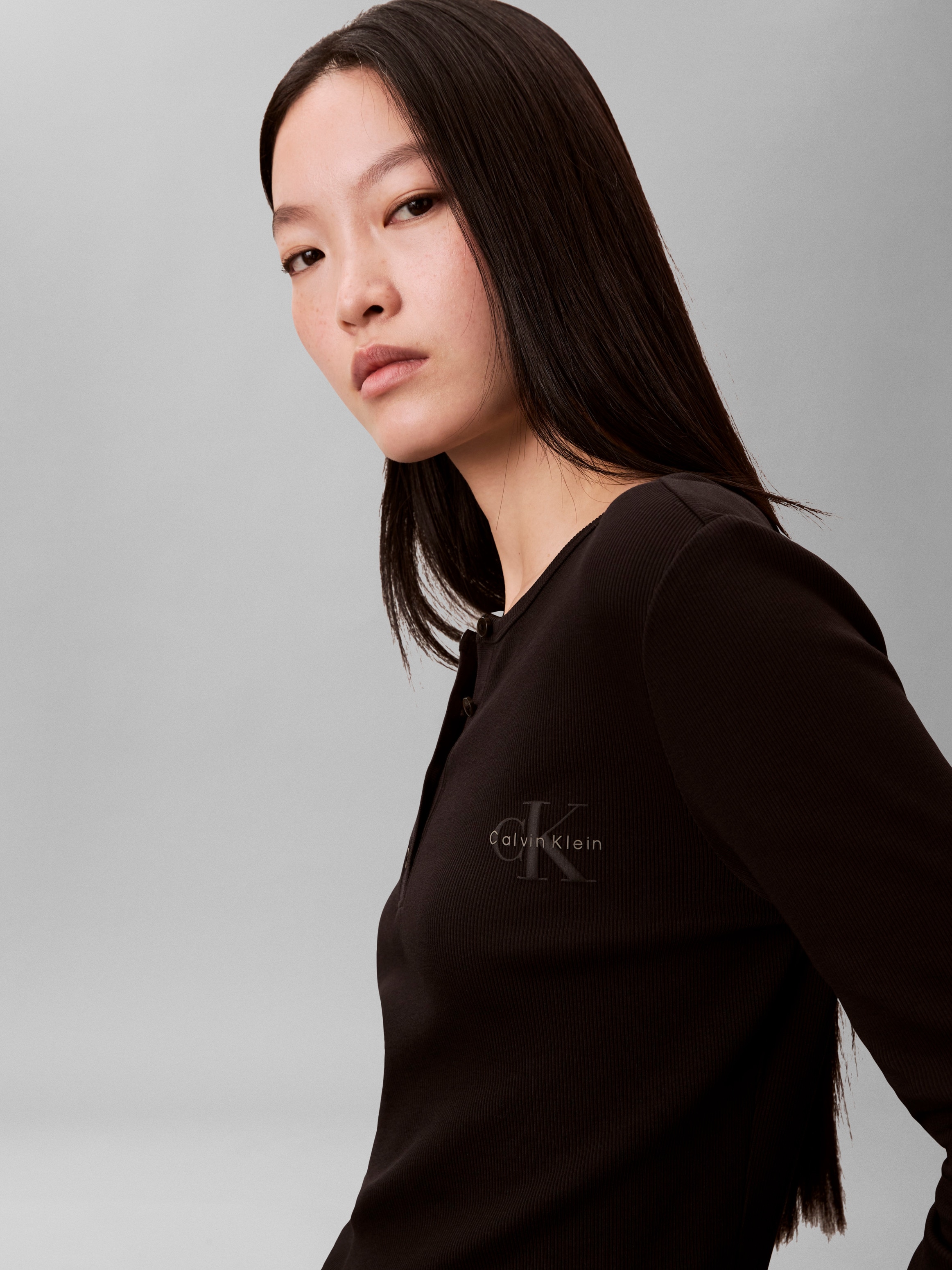 Calvin Klein Jeans Langarmbluse Regular fit mit Rundhalsausschnitt