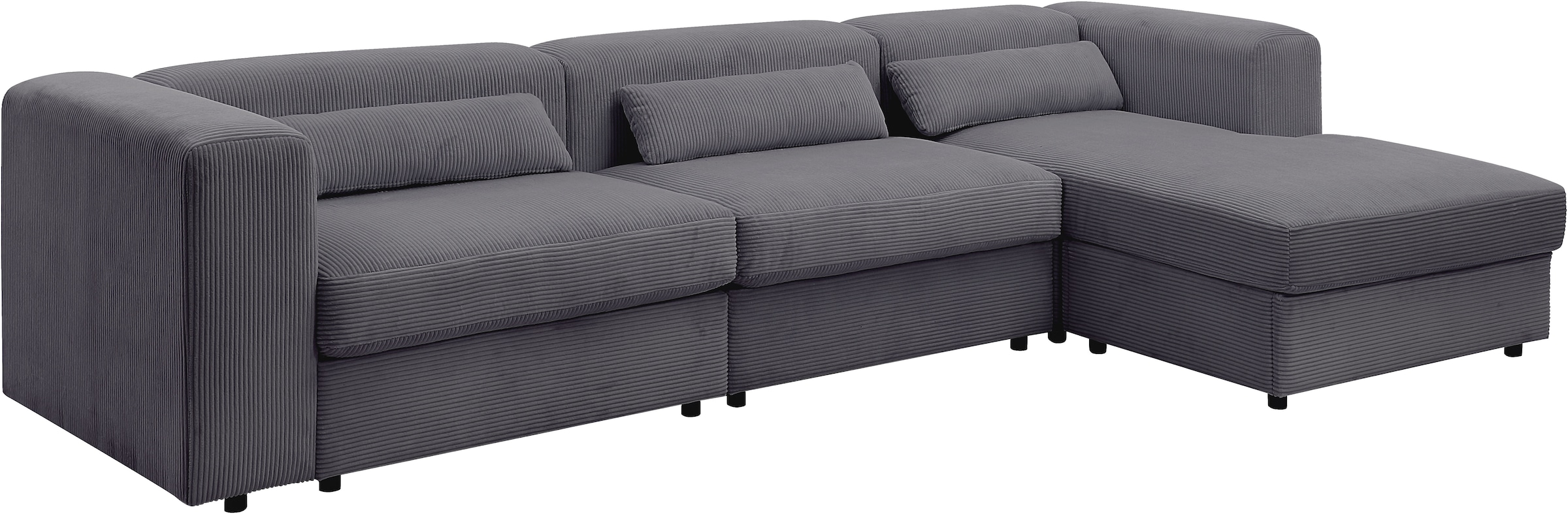 ATLANTIC home collection Ecksofa »Uno, L-Form, Breite: 307cm« beidseitig montierbarem Longchair,mit Taschenfederkern, in Cord