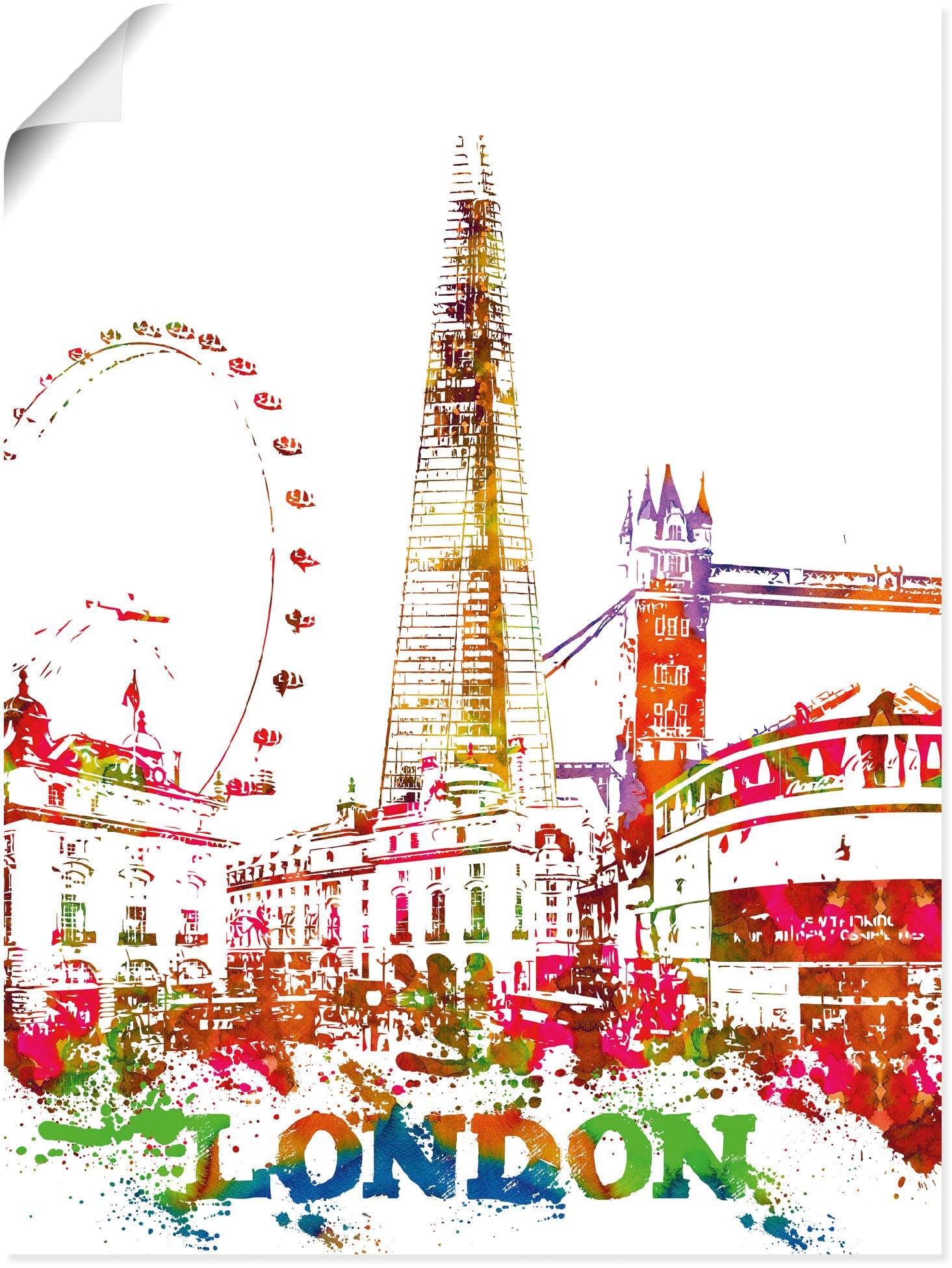 Artland Wandbild »London Grafik«, London, (1 St.), als Alubild, Leinwandbild, Wandaufkleber oder Poster in versch. Größen