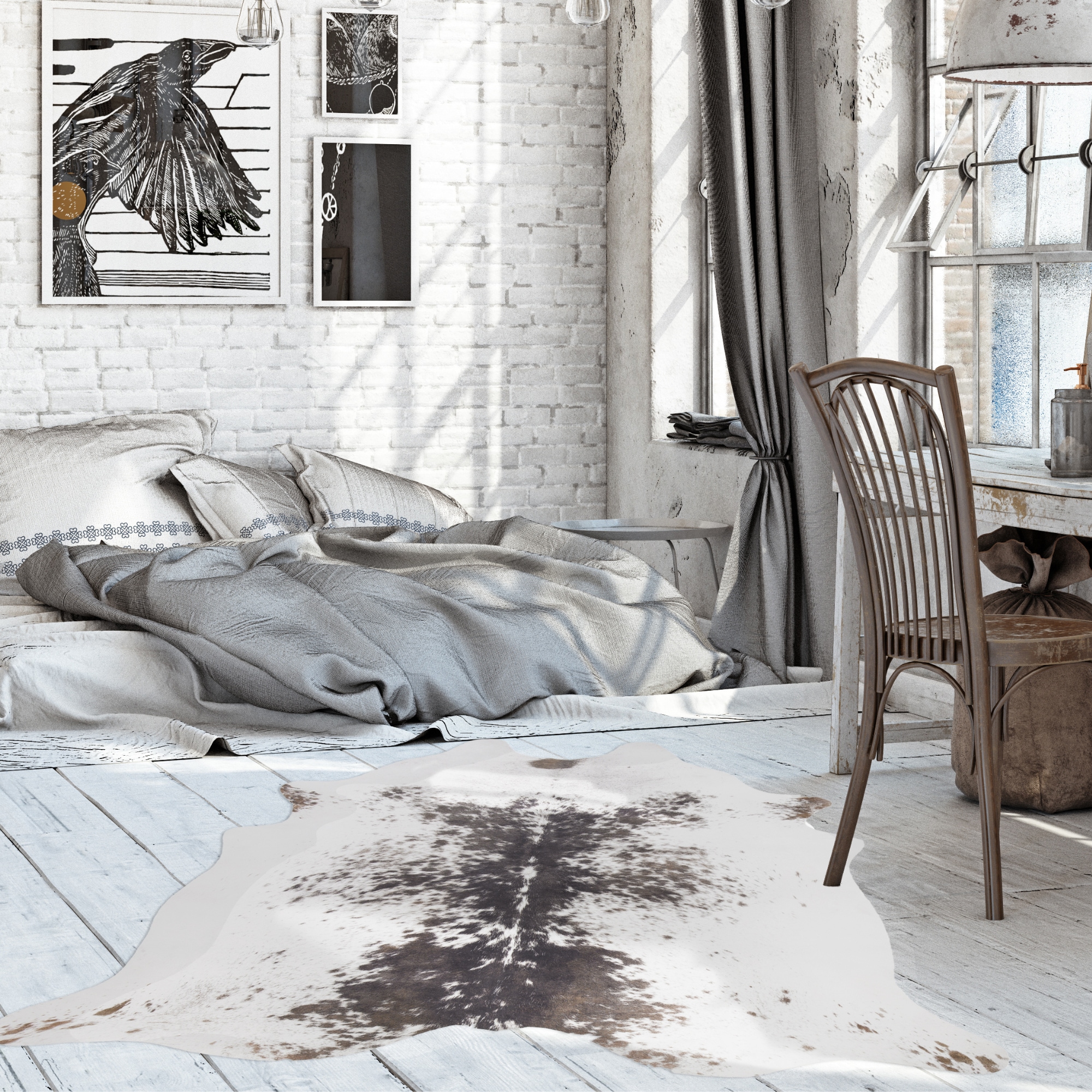 Andiamo Fellteppich »Amarillo«, fellförmig, 4 mm Höhe, Kunstfell, gedruckte Kuhfell-Optik, Wohnzimmer