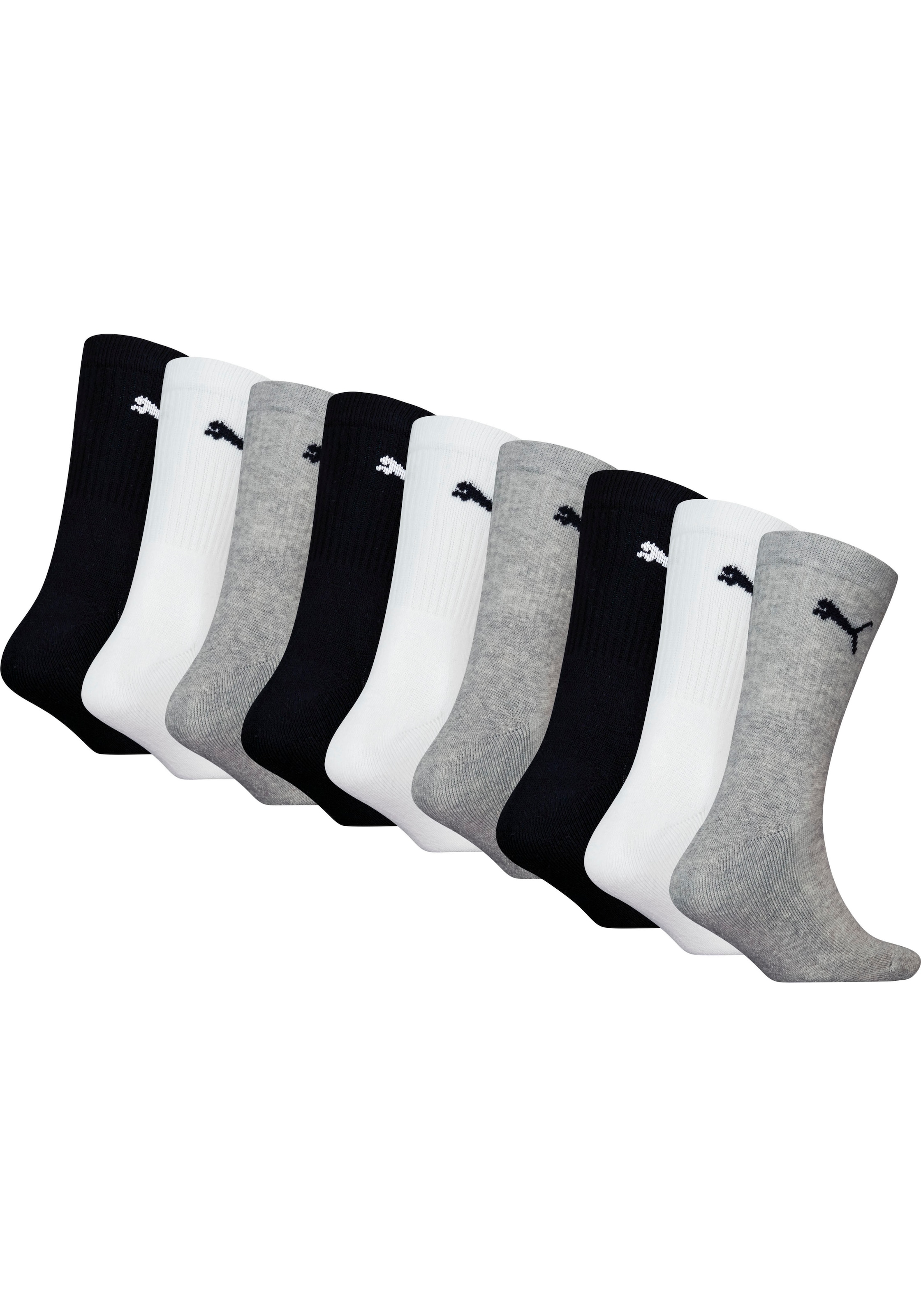 PUMA Tennissocken »JUNIOR CREW SOCK 9P ECOM«, (9 Paar), Puma Cat am Bündchen
