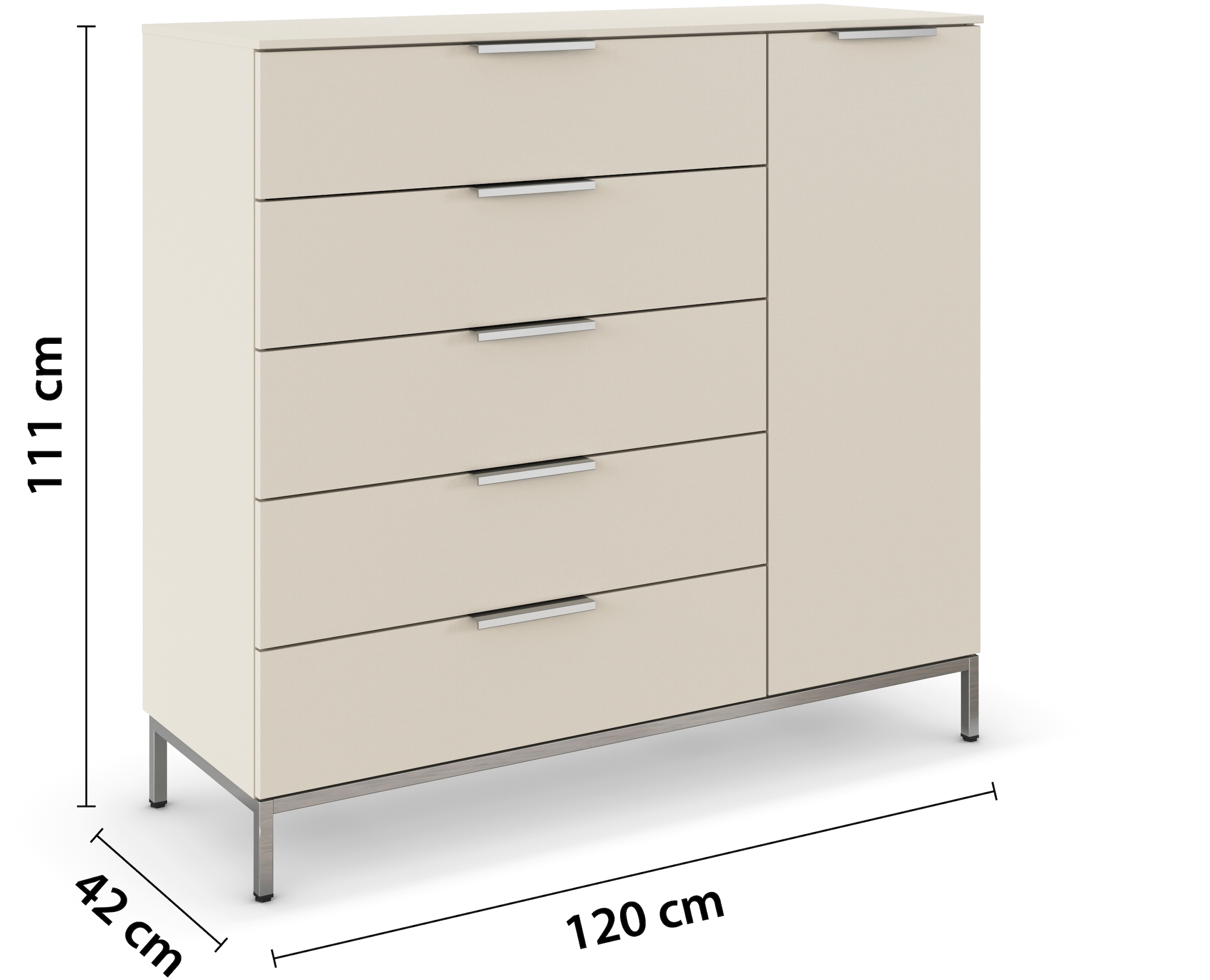 rauch Kombikommode »Kommode Türkommode Sideboard Kombikommode FLIPP«, (Breite 120 cm mit 2 Einlegeböden), 1-türig mit 5 Schubladen und Soft-Close-Funktion