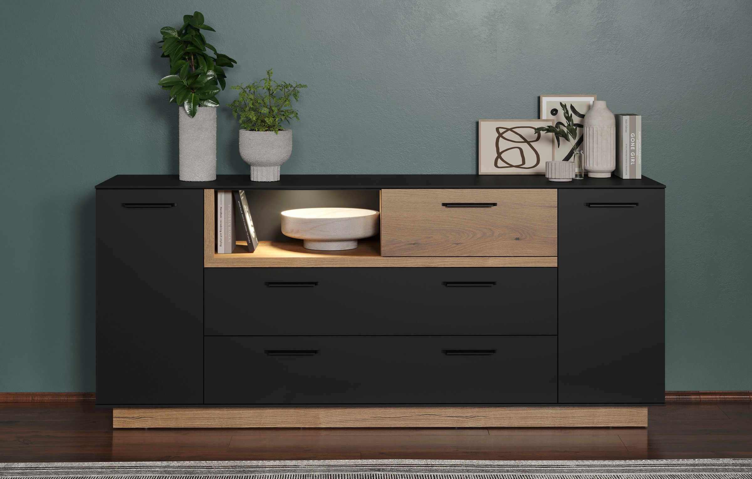 INOSIGN Sideboard »Premont«, (1 St.), Kommode, Breite 187 cm breit, mit viel Stauraum