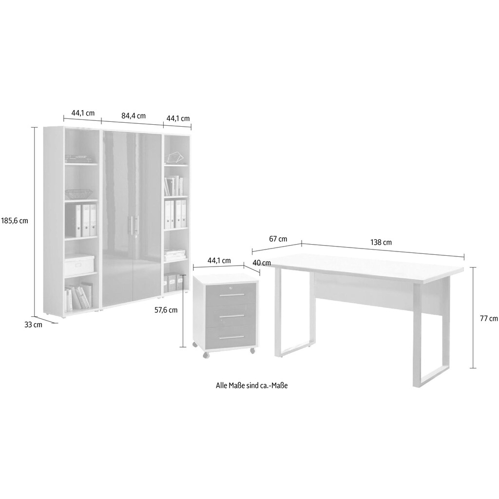 BMG Möbel Büro-Set »Tabor Mini Kombi 3«