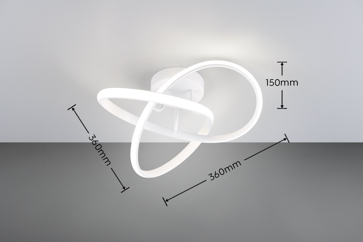 Places of Style LED Deckenleuchte »MESSACHUSETTS, kleine Dekolampe als LED Deckenlampe oder Wandlampe«, 1 flammig, Leuchtmittel LED-Board | LED fest integriert, Ø 40cm, Höhe 15cm Design Lampe mit geschwungenem LED Knoten 1800 Lumen