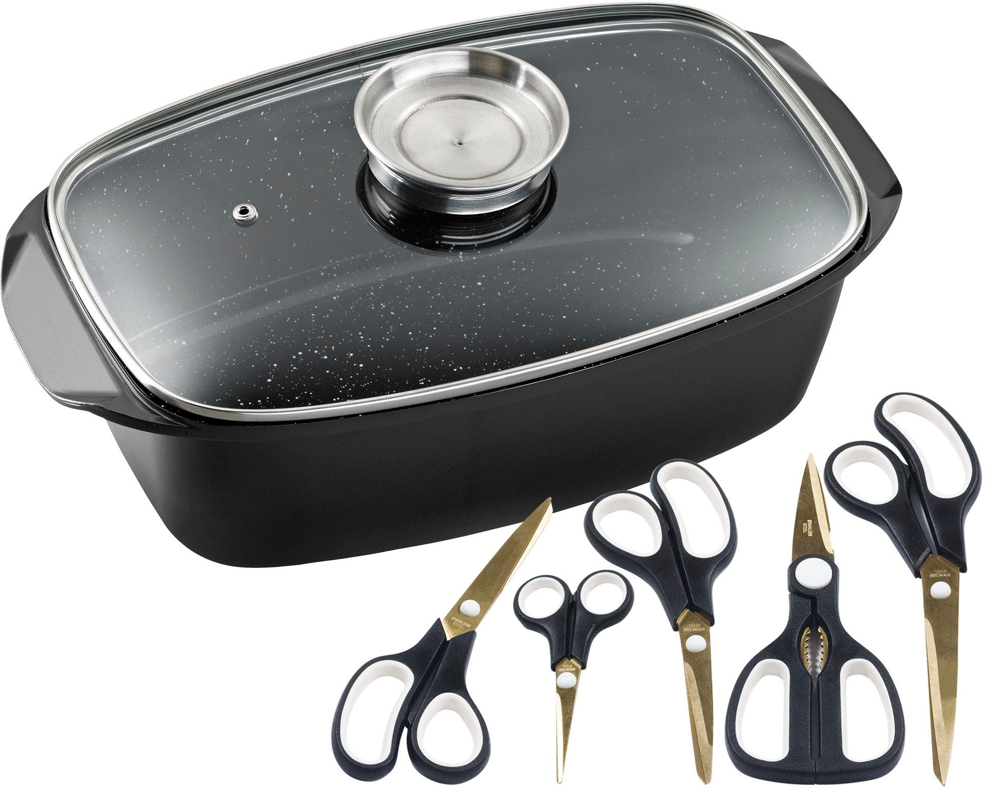 KING Bräter »5 Liter« Aluminiumguss Set, 5 Haushaltsscheren, titanbeschicht günstig online kaufen
