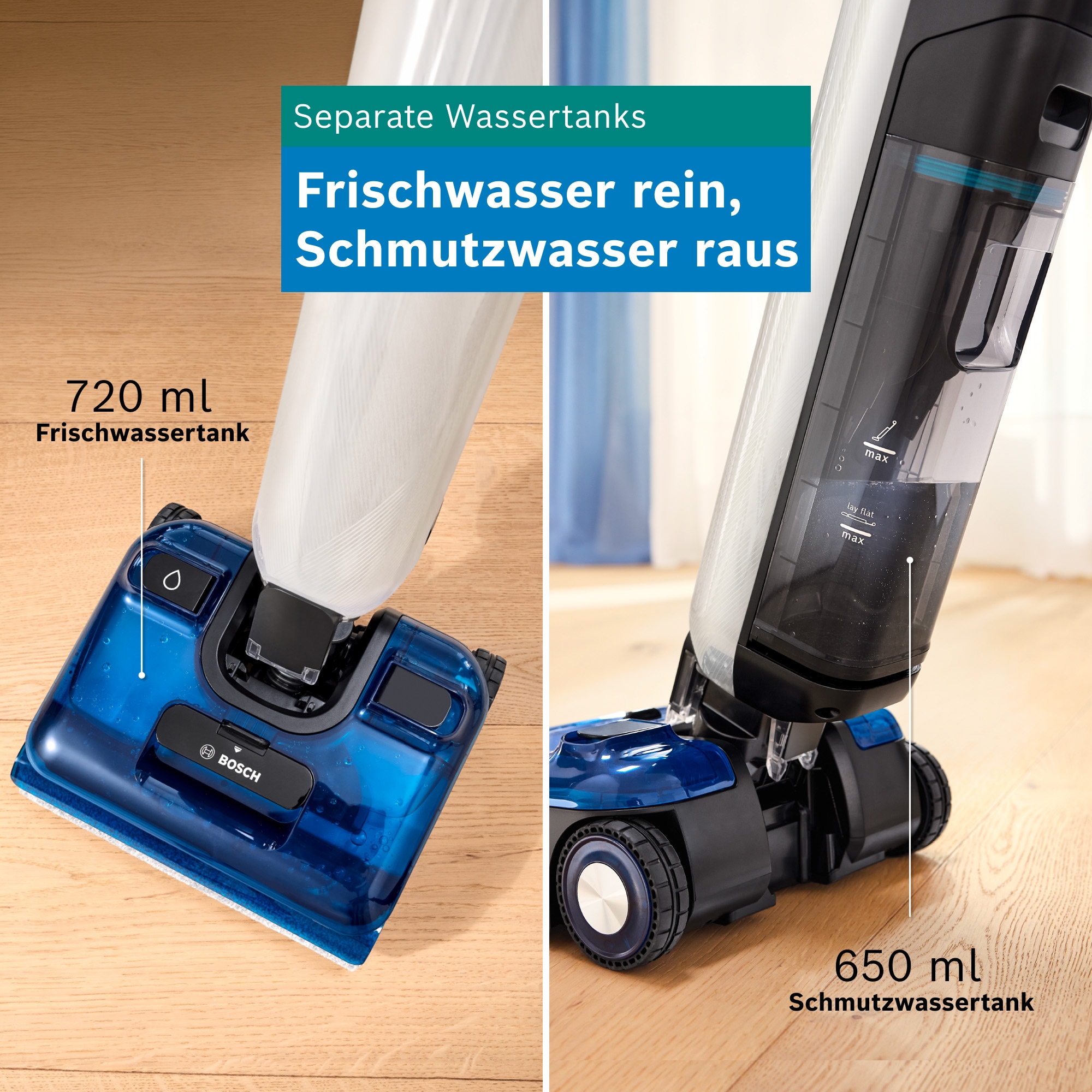 BOSCH Nass-Trocken-Sauger »OneFlow Serie 4 BHF41WM, Selbstreinigung, 24.000 PA Saugkraft« Anti-Haarverwicklung, LED-Licht, Schnelltrocknung, 40 min Akku / 150m²