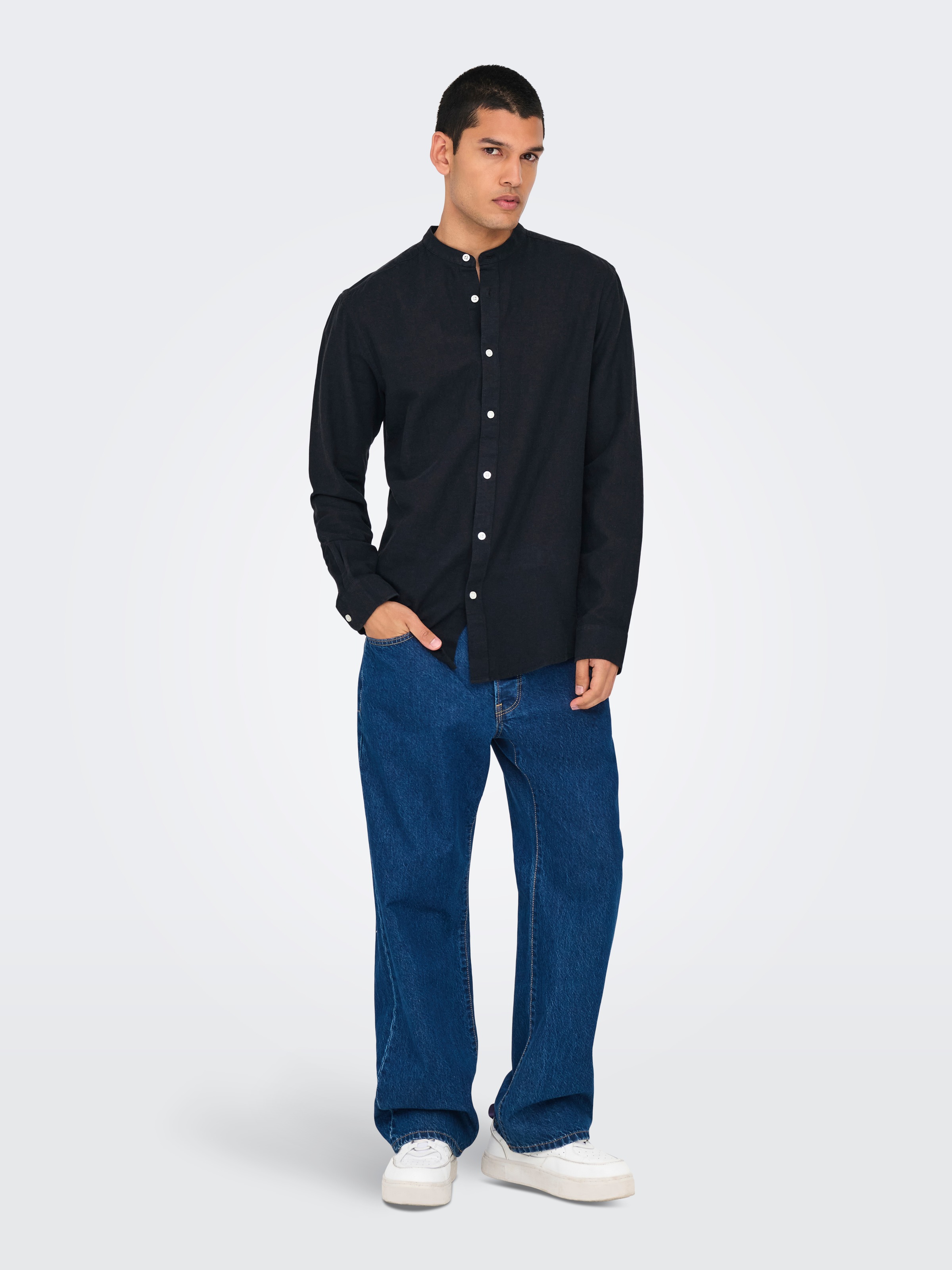 ONLY & SONS Langarmhemd »ONSCAIDEN LS SOLID LINEN MAO SHIRT NOOS«